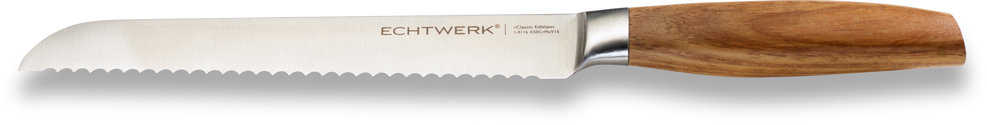 ECHTWERK Brotmesser "Classic Edition" Küchenmesser, Edelstahl, Klingenlänge 20 cm, Griff aus Akazienholz