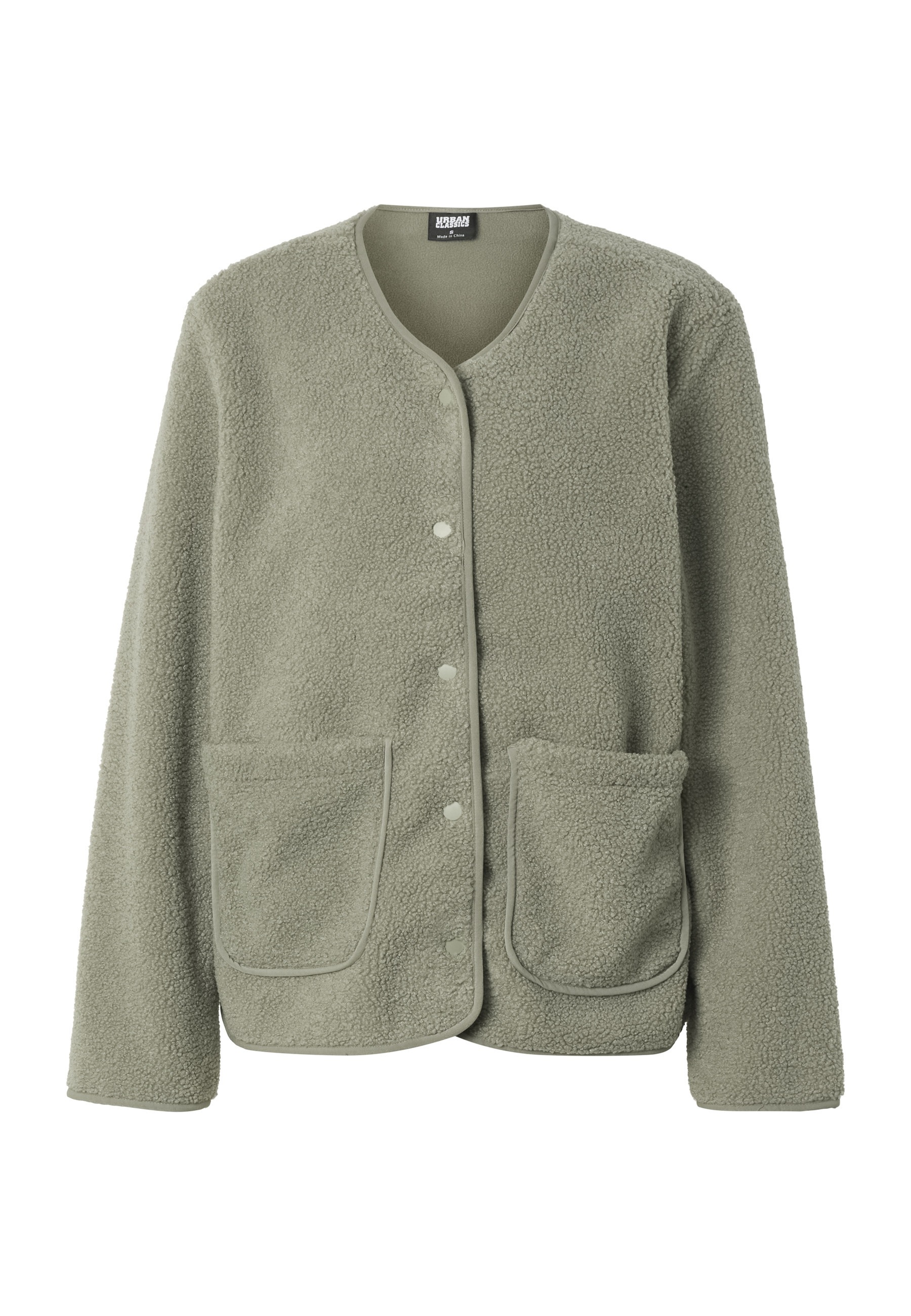 URBAN CLASSICS Outdoorjacke "Urban Classics Ladies Buttoned Teddy Jacket" 1 Stk. tlg. ohne Kapuze
