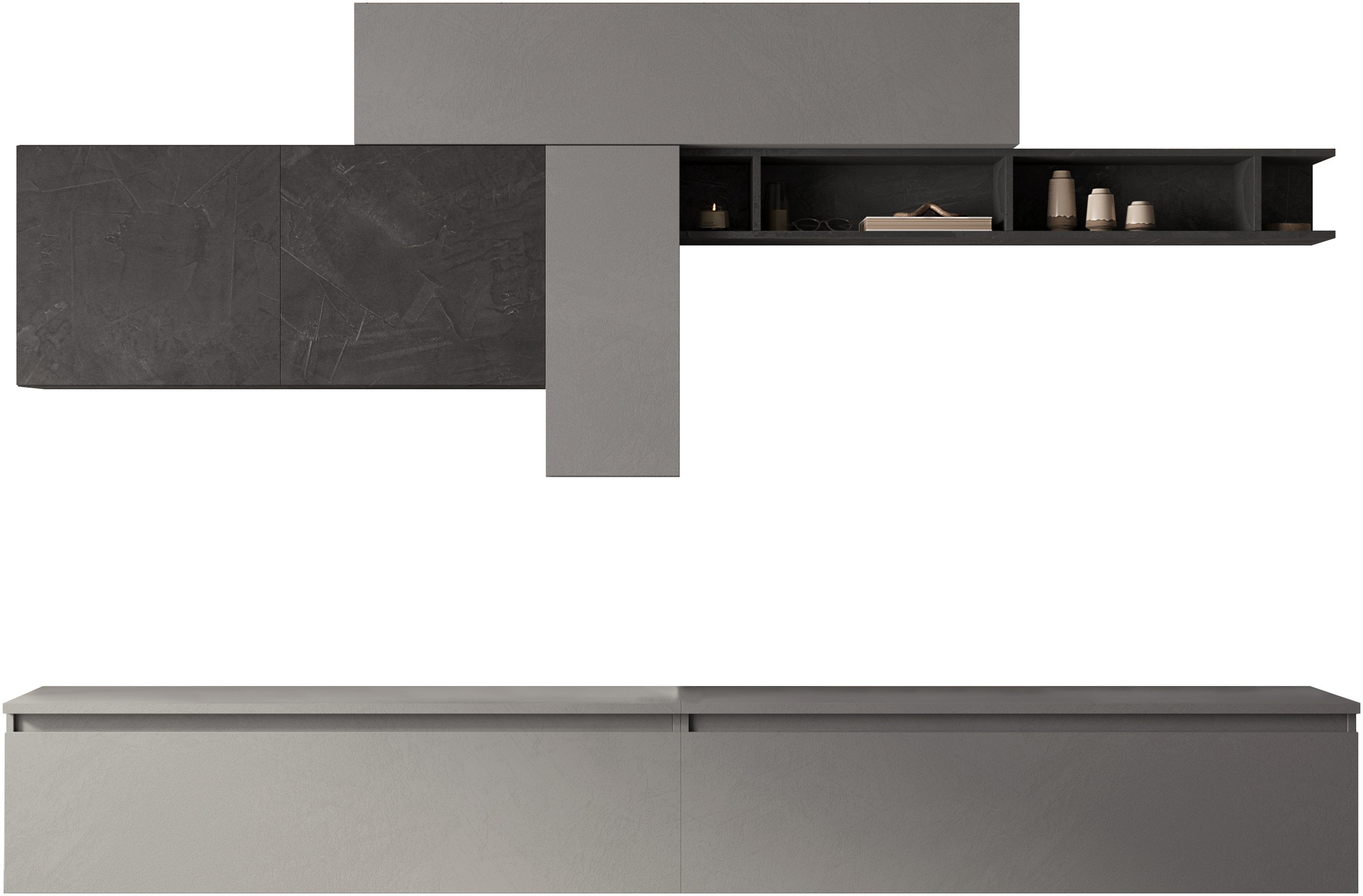INOSIGN Wohnwand »INFINITY, 7tlg. Breite 276 cm, Höhe variabel, Schrankwand, Anbauwand«, (2x Lowboard, 2x Hängeschrank, 2x Hängewürfel, Wandregal)