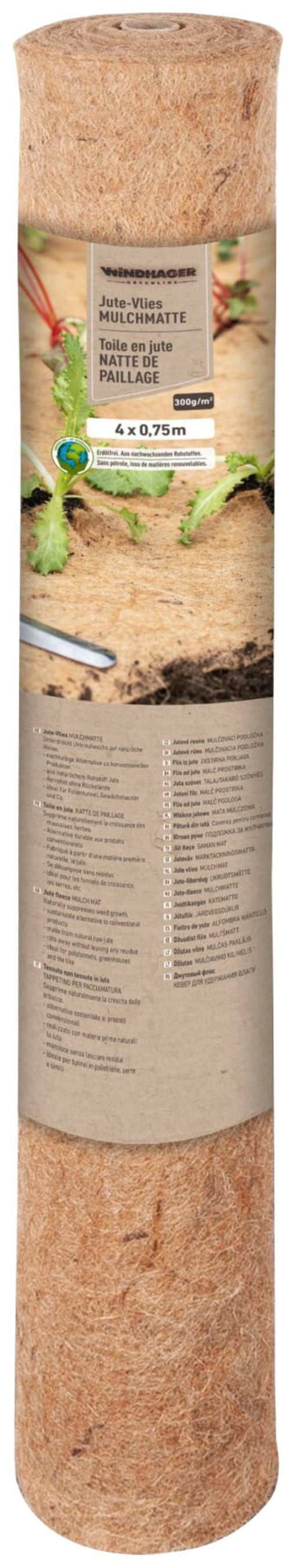 Windhager Gartenvlies "aus Jute, Mulchmatte fürs Beet" 1 Stk. tlg. Jutevlies, 0,75 x 4 m