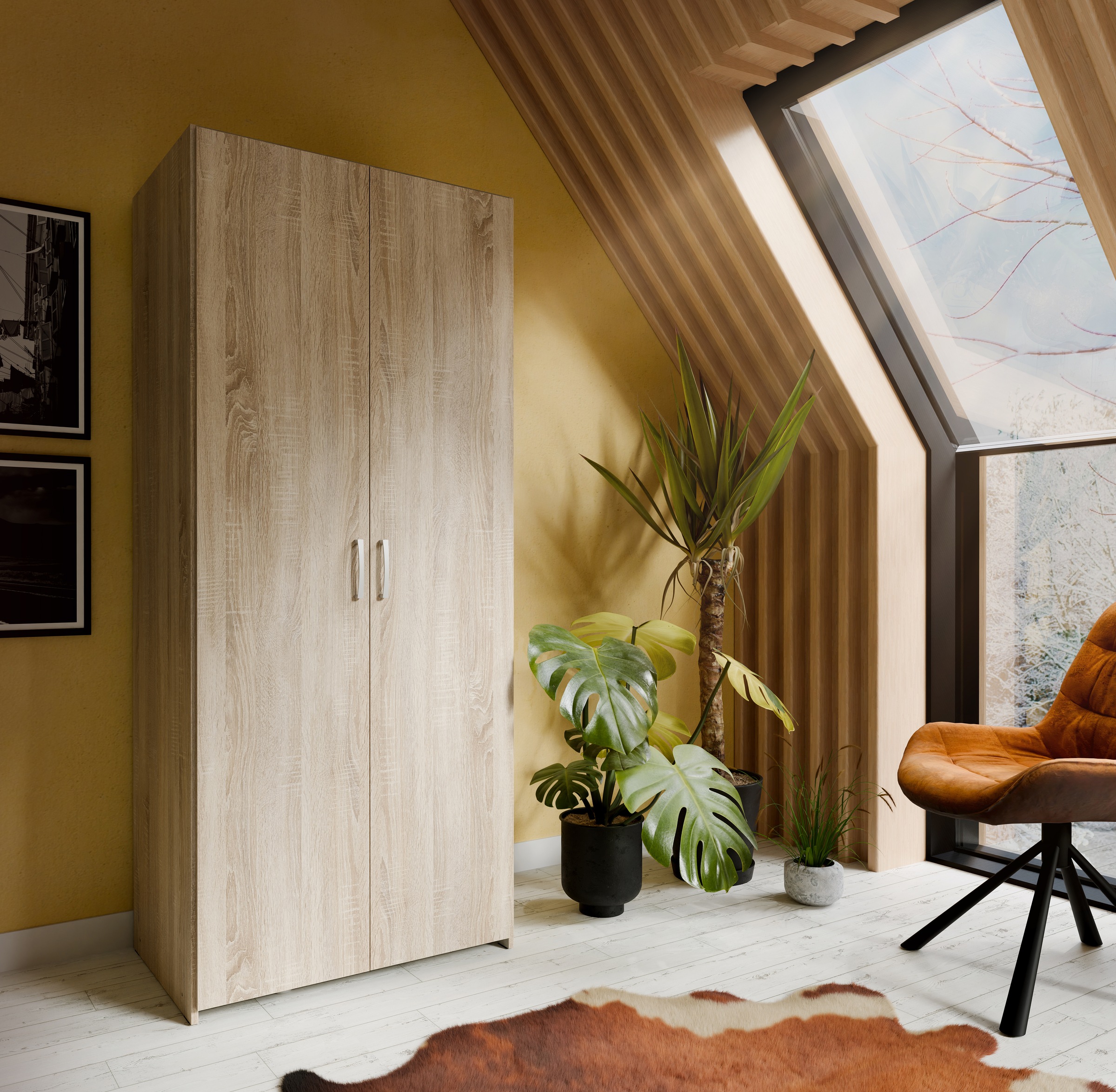 FORTE Kleiderschrank 2 Dekore, Mehrzweckschrank, Einlegeböden optional günstig online kaufen