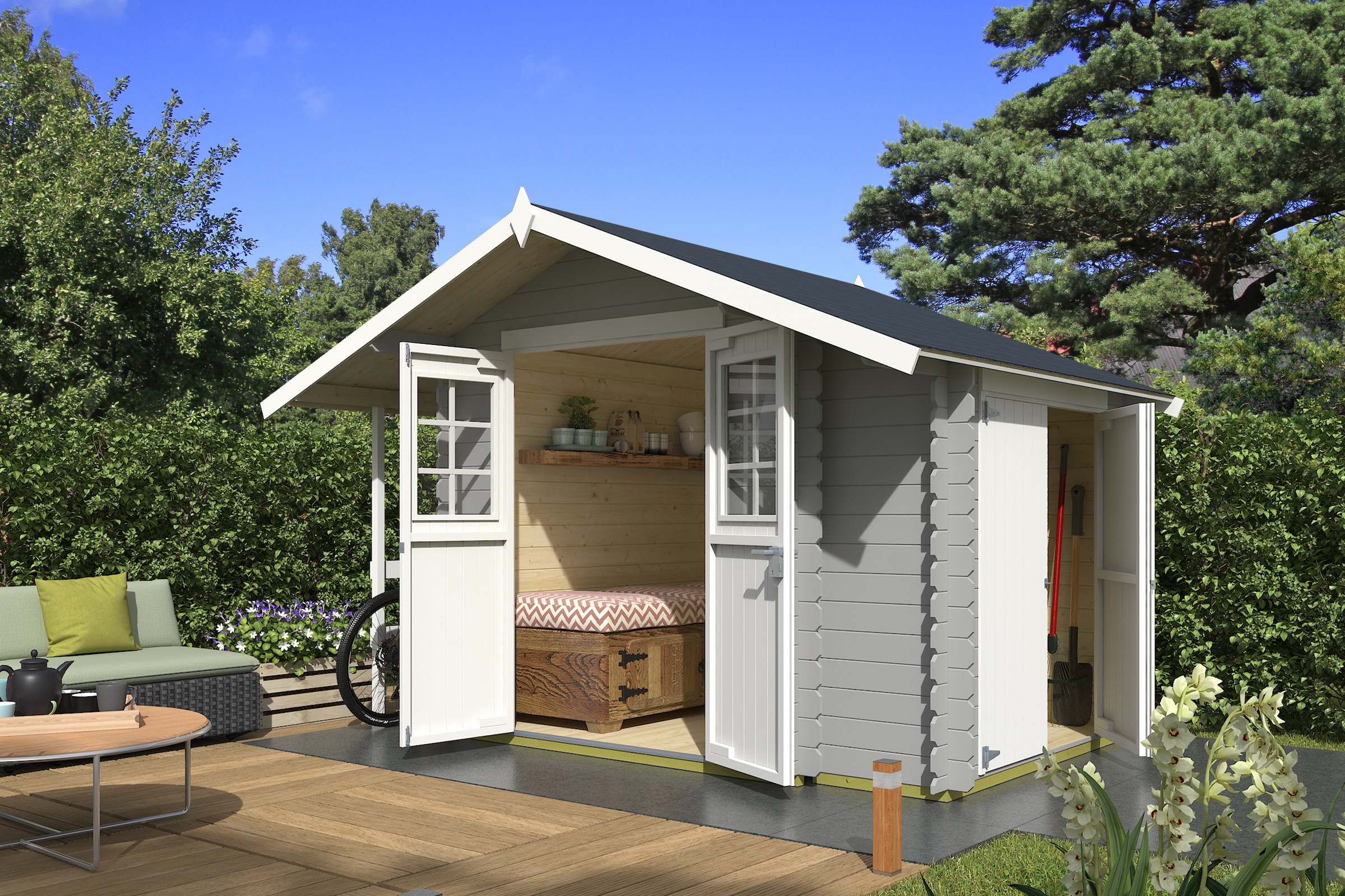Nordic Holz Gartenhaus "Vilano 1", mit 3 getrennten Bereiche günstig online kaufen