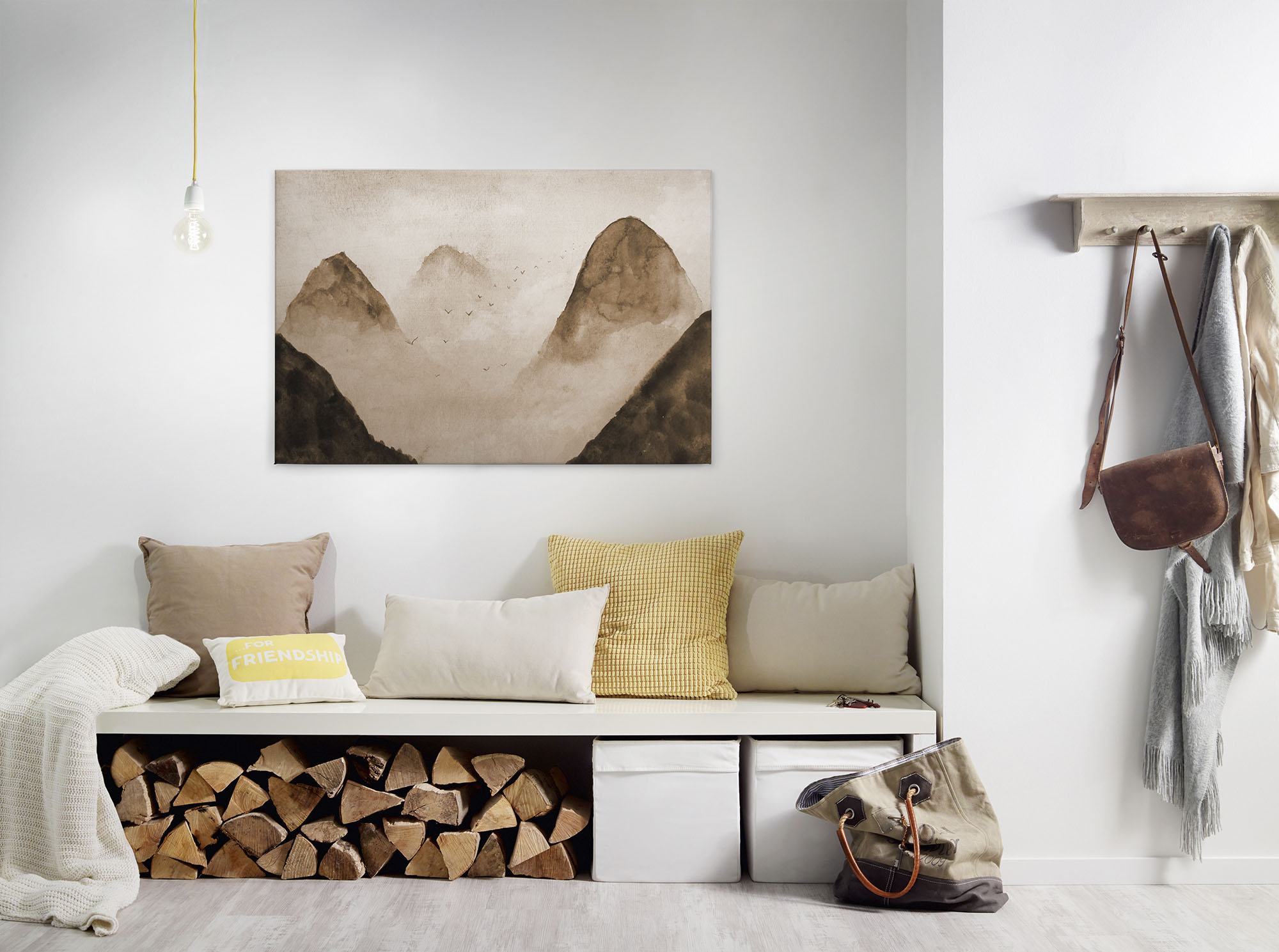 A.S. Création Leinwandbild "Misty Rocks" Berge Kunst 1 Stk. tlg. Nebel Keilrahmen Berg Gebirge Landschaft Leinwand-Bild Wohnzimmer Wand