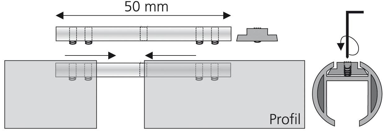 Liedeco Verbinder, (1 St.), für 28 mm Innenlaufprofile mit 6 mm Laufkanal
