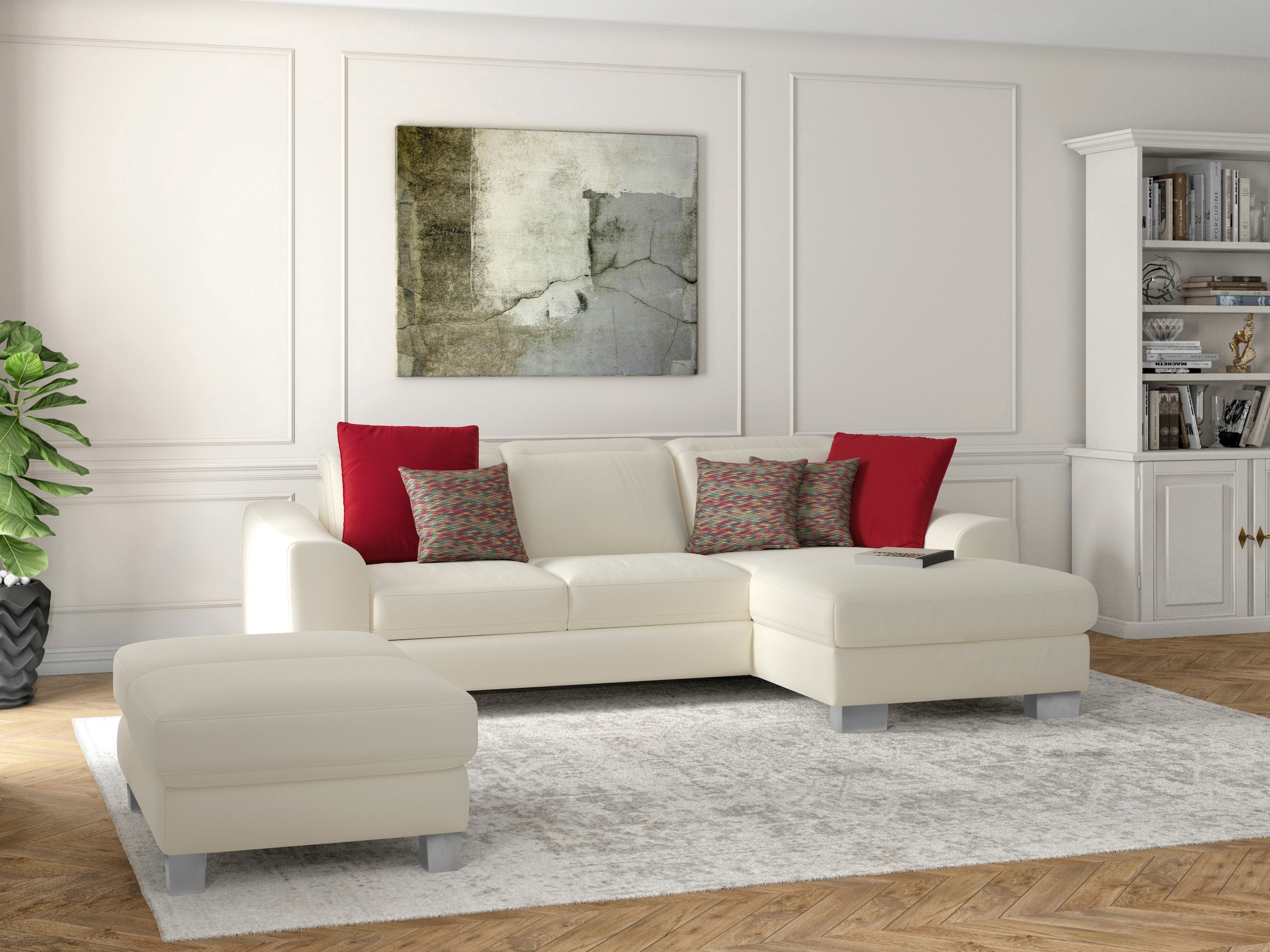 sit&more Ecksofa "Dundee L-Form" mit Federkern und Edelstahlfüßen, wahlweise mit Kopfteilverstellung