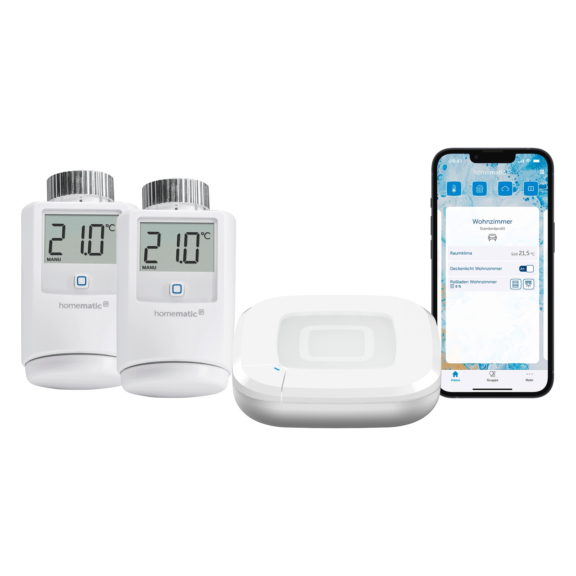 HOMEMATIC IP Heizkörperthermostat "Starter Bundle Heizen für 2 Heizkörper", B:31cm H:12cm T:37cmweiß, Heizkörperthermostate
