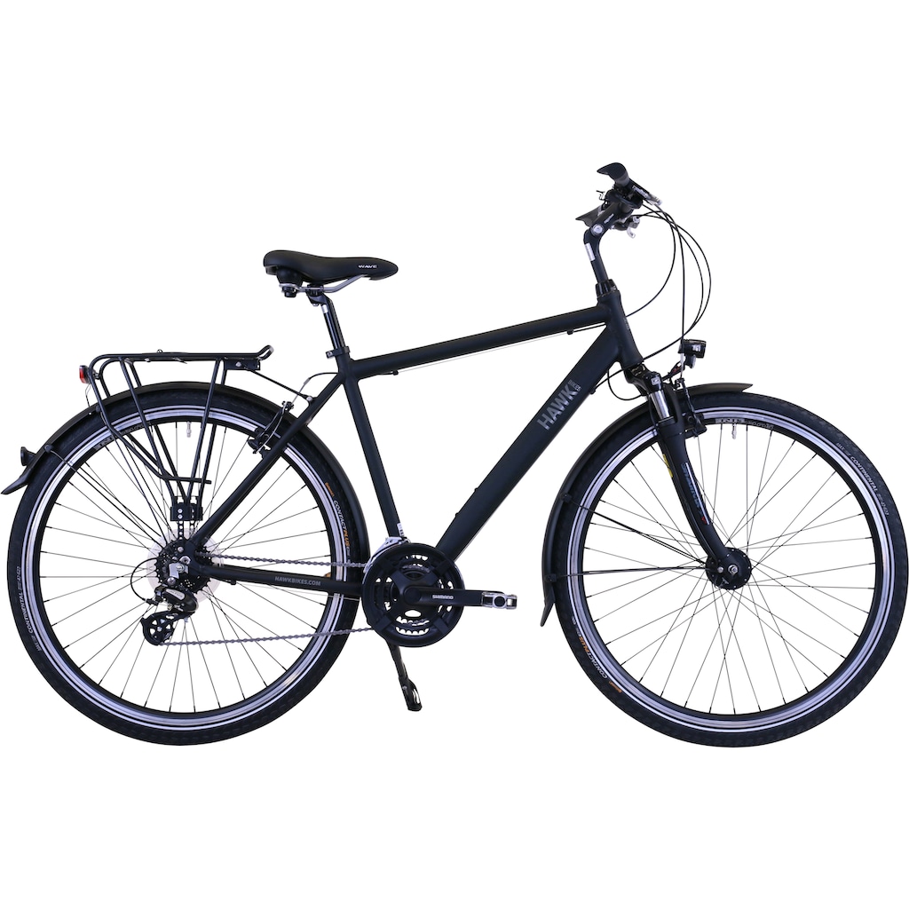 HAWK Bikes Trekkingrad »HAWK Trekking Gent Premium Black«, 24 Gang, microSHIFT