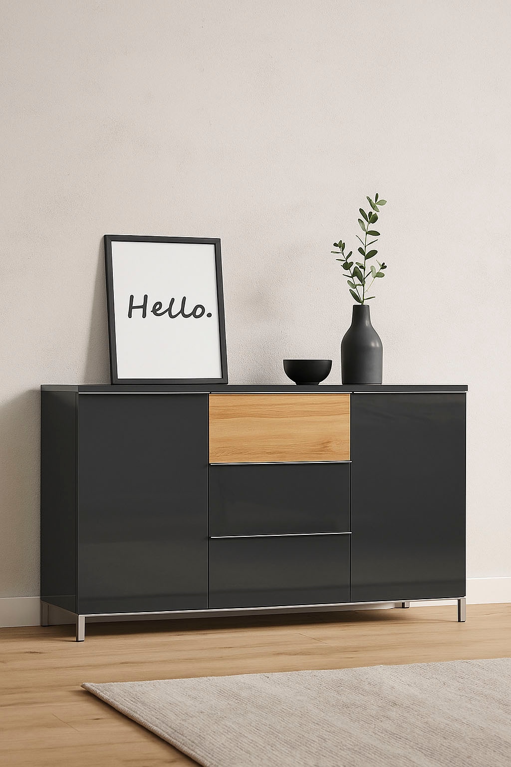 Places of Style Sideboard "Onyx, Kommode mit 3 Schubladen und 2 Türen, UV L günstig online kaufen
