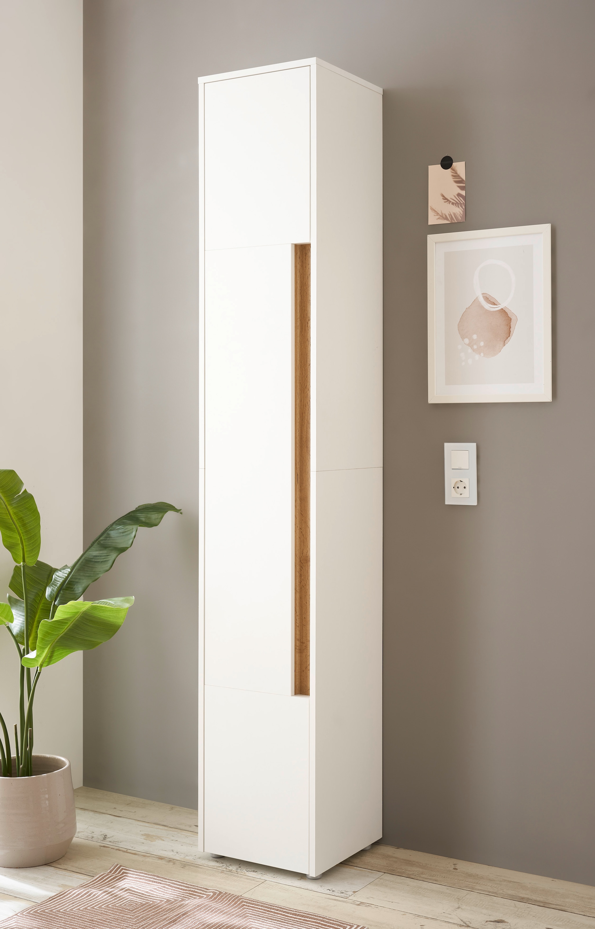 INOSIGN Hochschrank »CITY/GIRON, Badschrank mit Griffmulde, Schrank in zeitlosem Design«, in den Farben Weiß und Anthrazit verfügbar, viel Stauraum