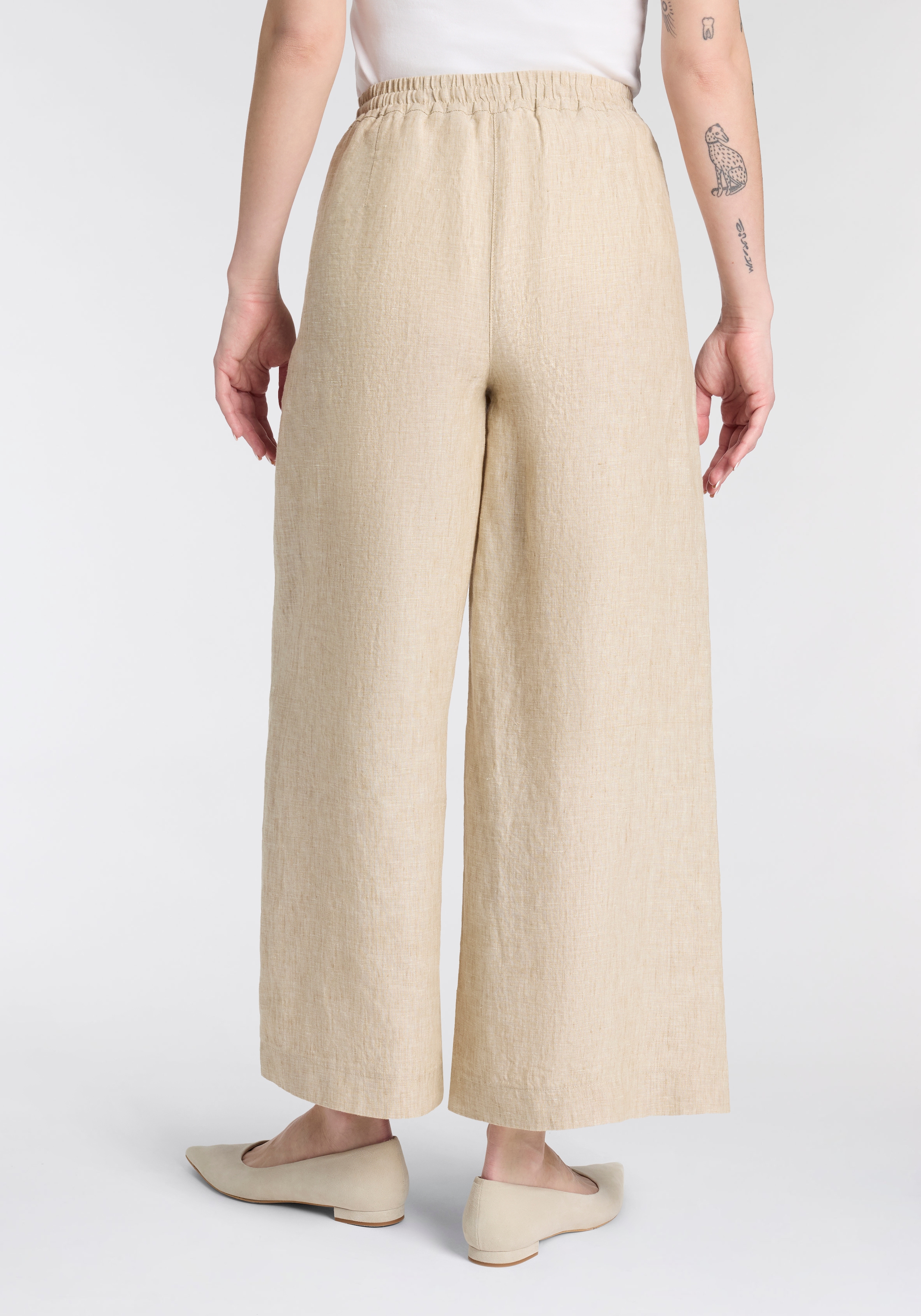 MAC Leinenhose »CALLIE cropped«  gestreift mit Kordelzug