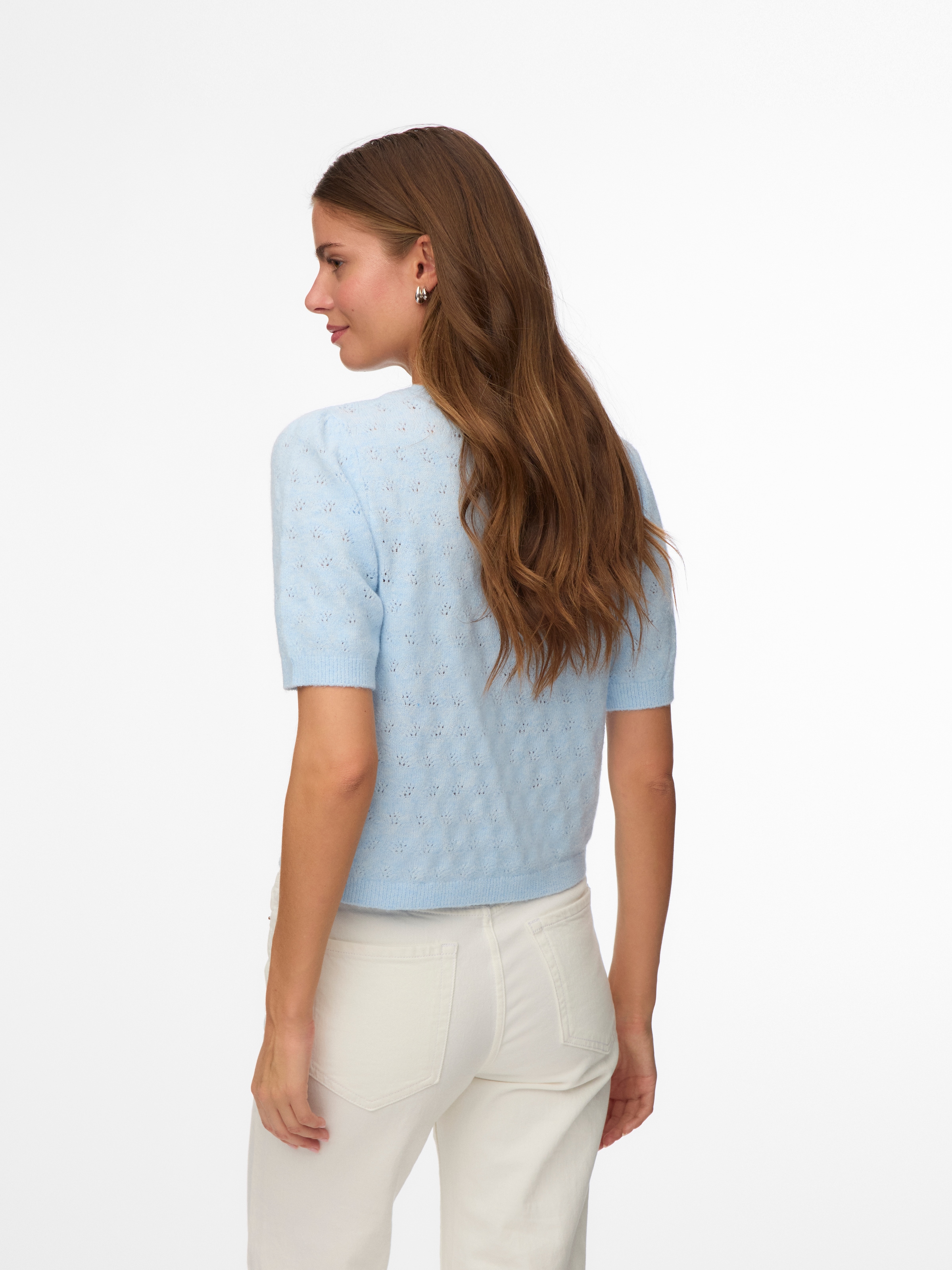 Vero Moda Kurzarmpullover »VMDOFFY STITCH 2/4 O-NECK PULLOVER NOOS« Materialmix, regular fit
