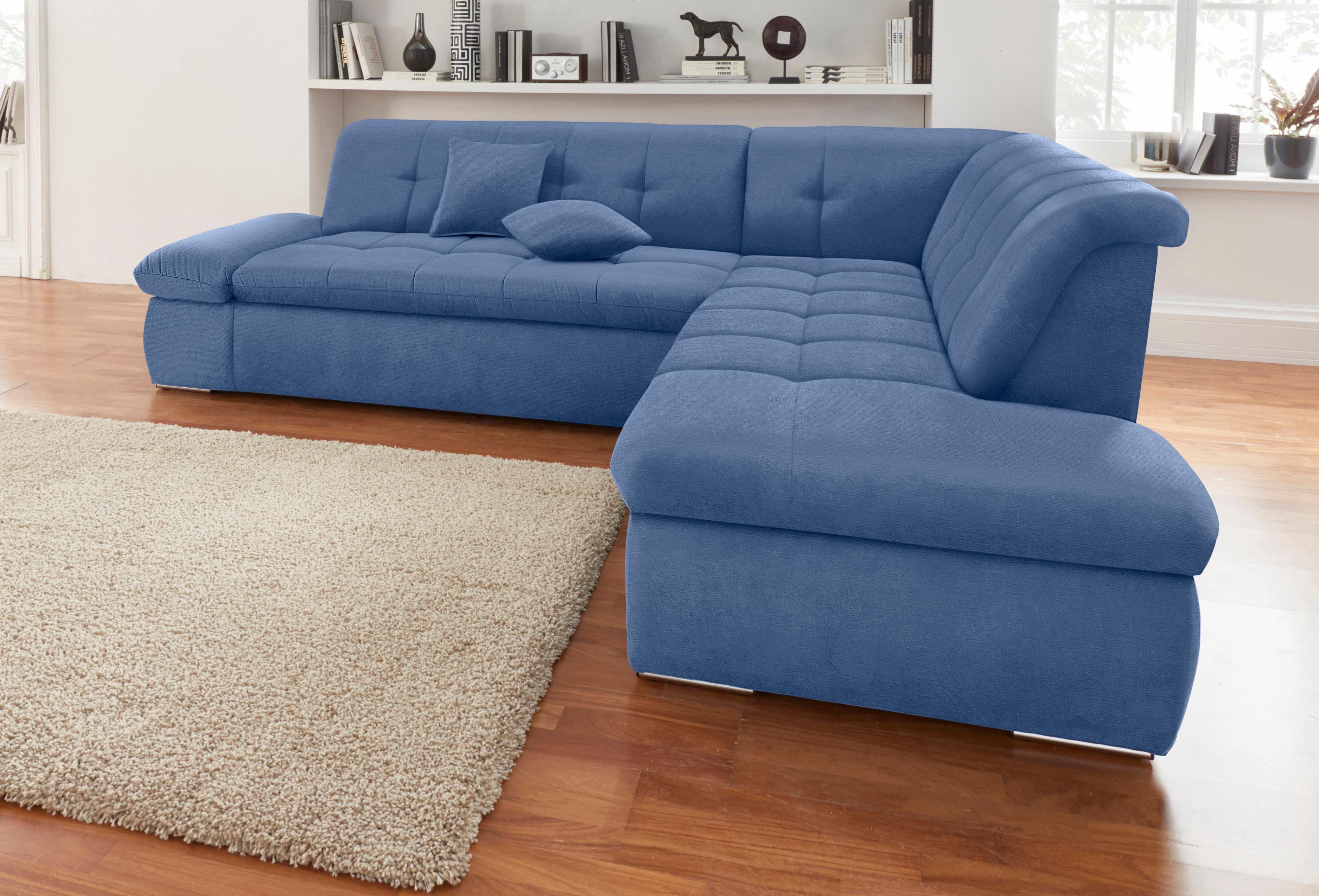DOMO collection Ecksofa "NMORIC inkl. Zierkissen 273x216x80 cm L-Form" Ottomanen-Abschluss, wahlweise mit Bettfunktion und Armlehnverstellung