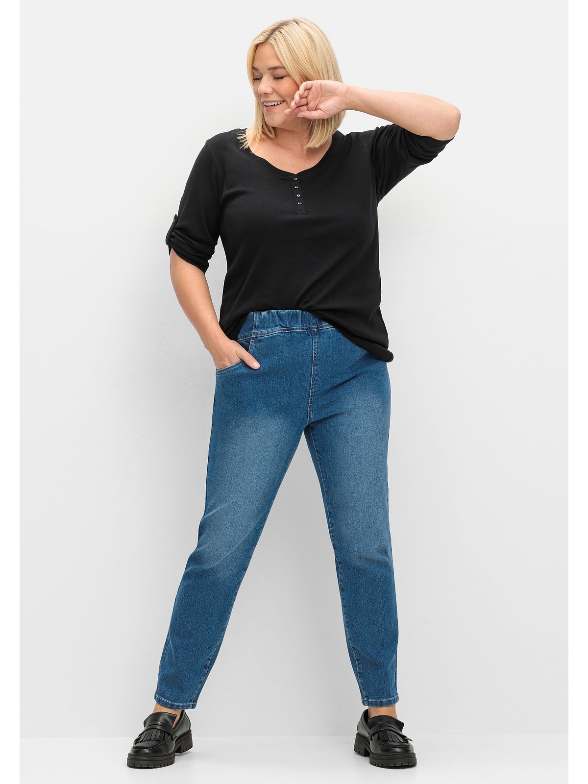 Sheego 3/4-Arm-Shirt »Große Größen«, aus reiner Baumwolle