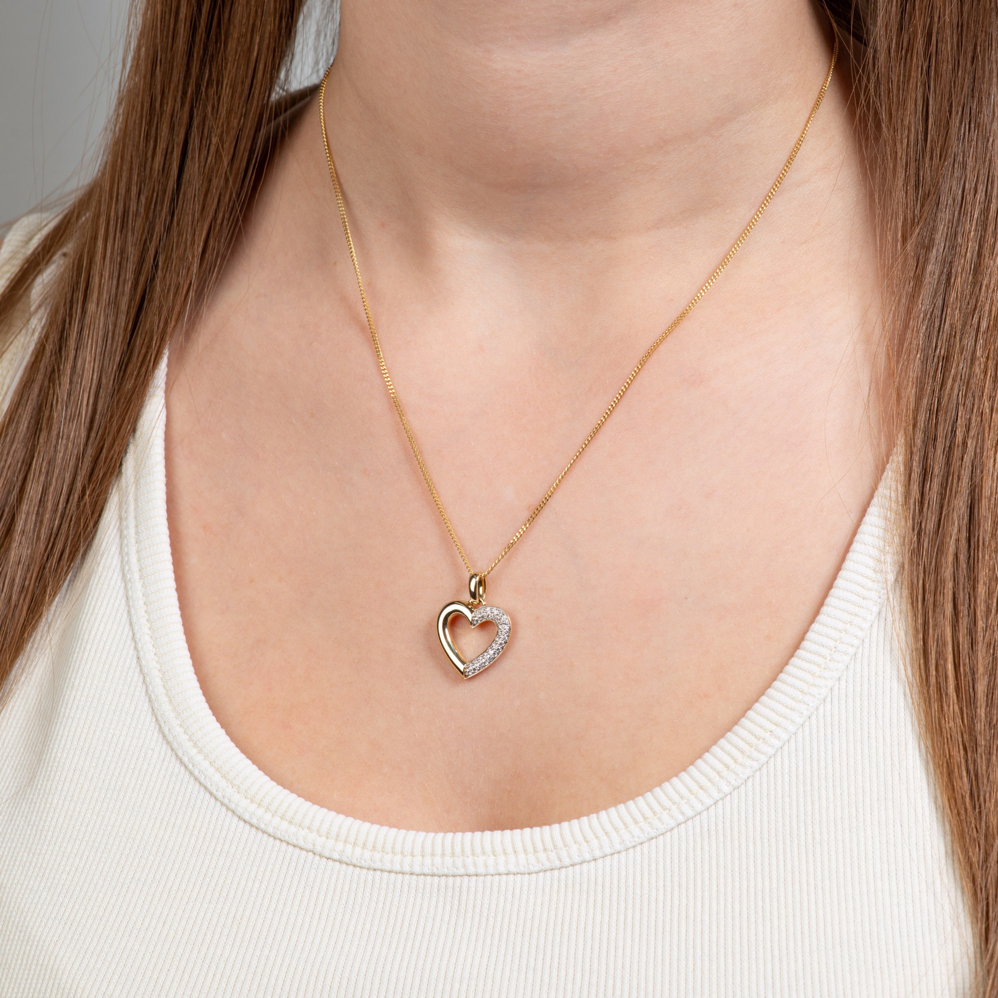 Orolino Kette mit Anhänger »Gold 585 Herz-Anhänger mit 31 Brillanten zus. 0,25ct.«