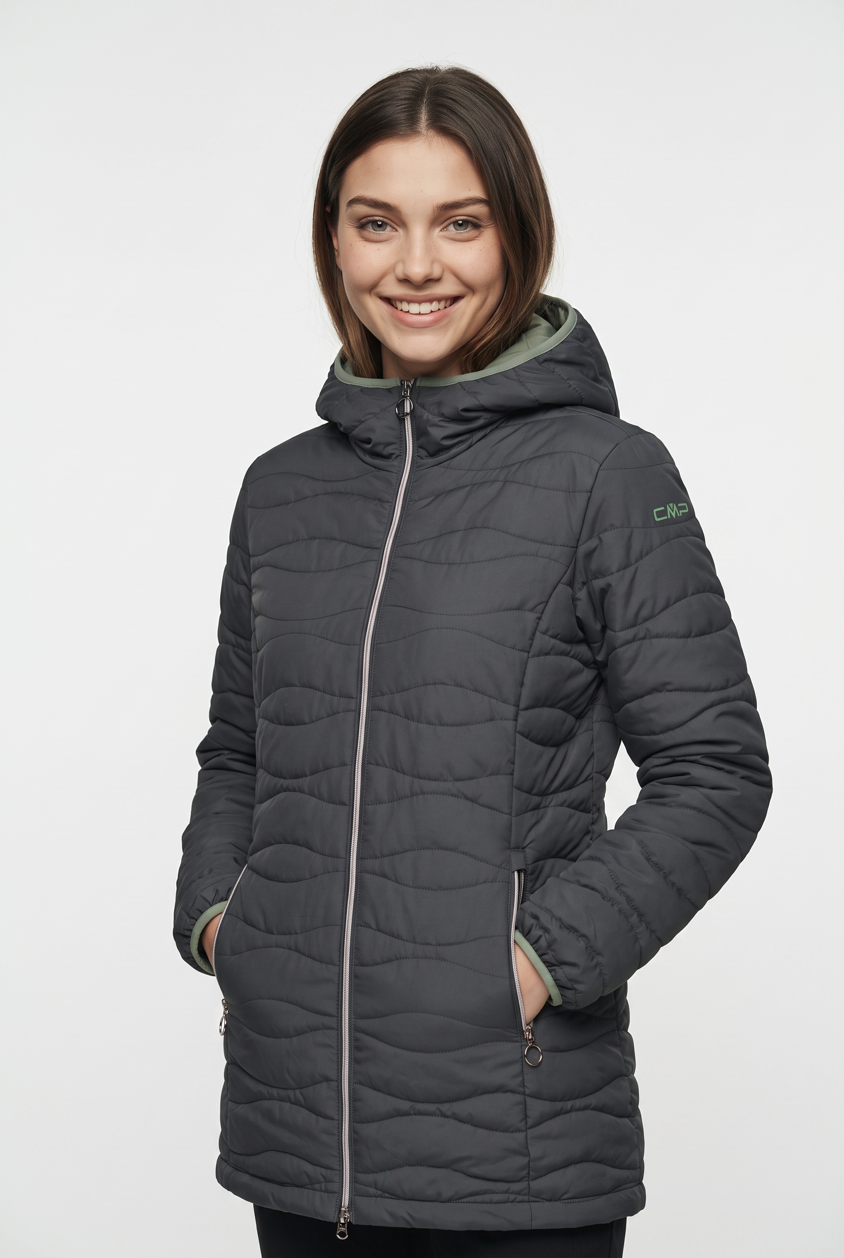 CMP Steppmantel "WOMAN PARKA FIX HOOD" mit Kapuze, aus Polyester