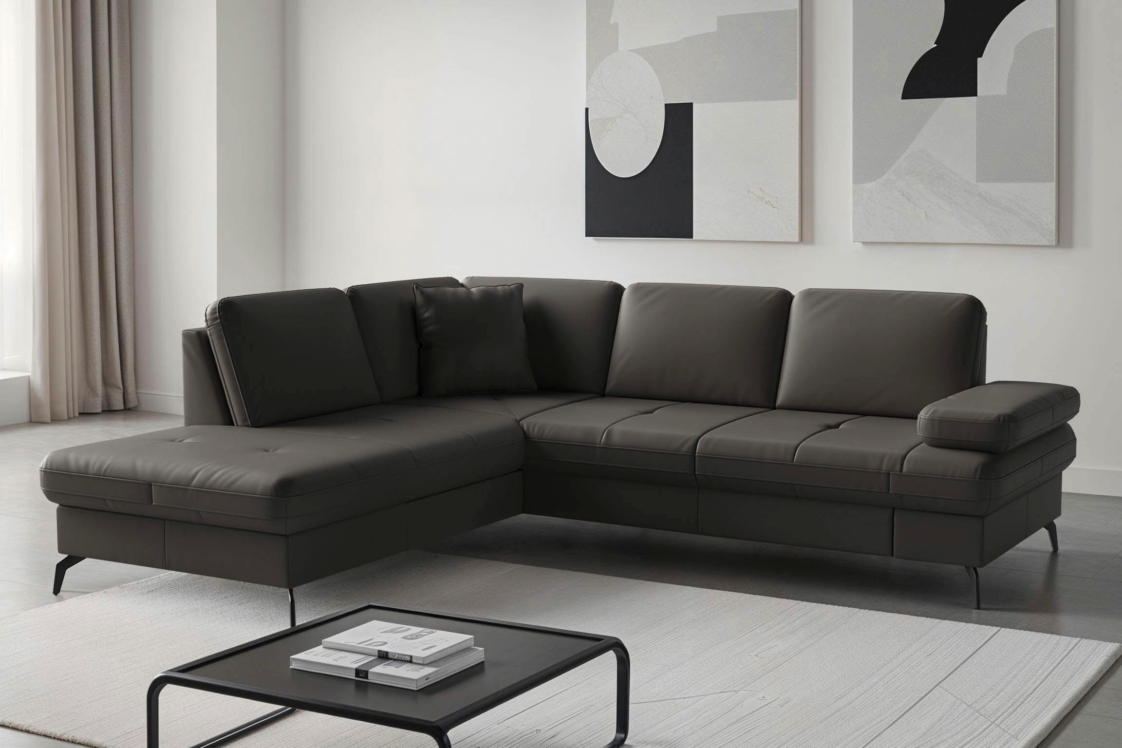 Ecksofa SIT & MORE "Morris Jubi, Ottomane, Breite 238 cm", anthrazit, B:238cm H:83cm T:202cm, Sofas, Ecksofa, mit Armteilfunktion, wahlweise mit Schlaffunktion