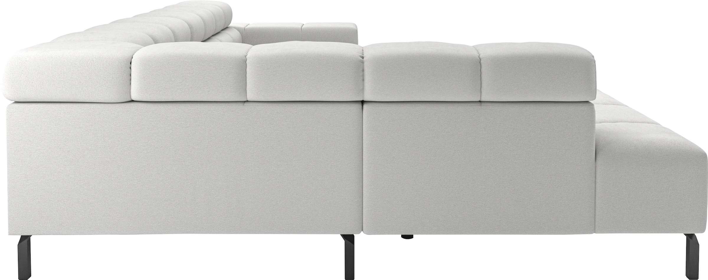 INOSIGN Ecksofa »Ancona New, wahlweise motorische Sitztiefenverstellung, auch in Cord«, feine Steppung, mit Kopfteilverstellung, 3 Zierkissen, L-Form