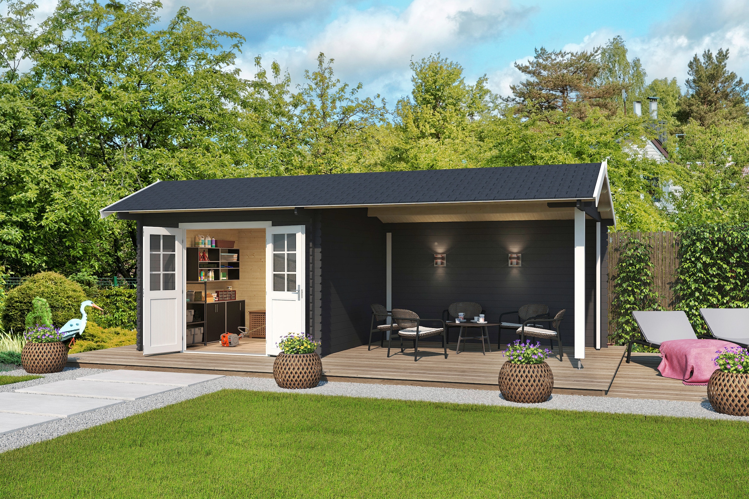LASITA MAJA Gartenhaus "New York" Blochbohlenhaus 34mm, Fundamentmass 3000x günstig online kaufen