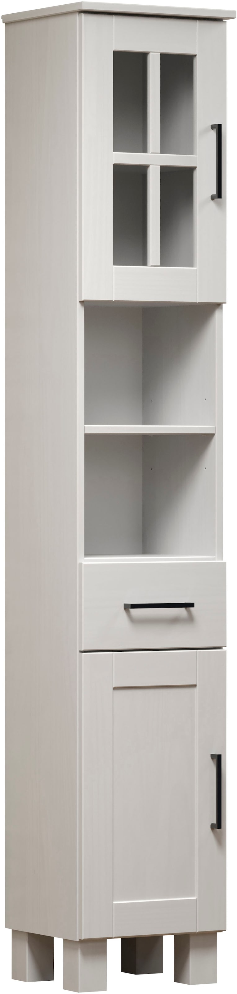 welltime Hochschrank "Ulea", (1 St.), Badschrank aus Massivholz mit Schubkasten - Maße (B/T/H) 33/30/180 cm