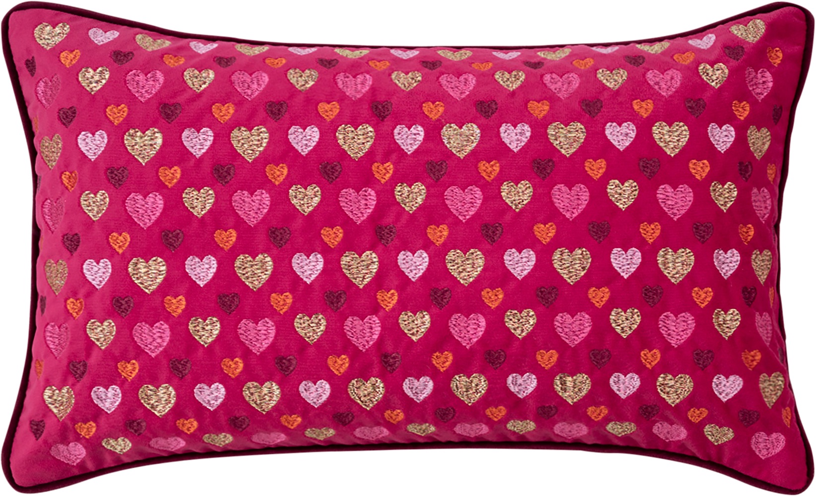 PAD Dekokissen "HEARTS" Allover-Stickerei – flächendeckendes Herz-Design mit Struktur