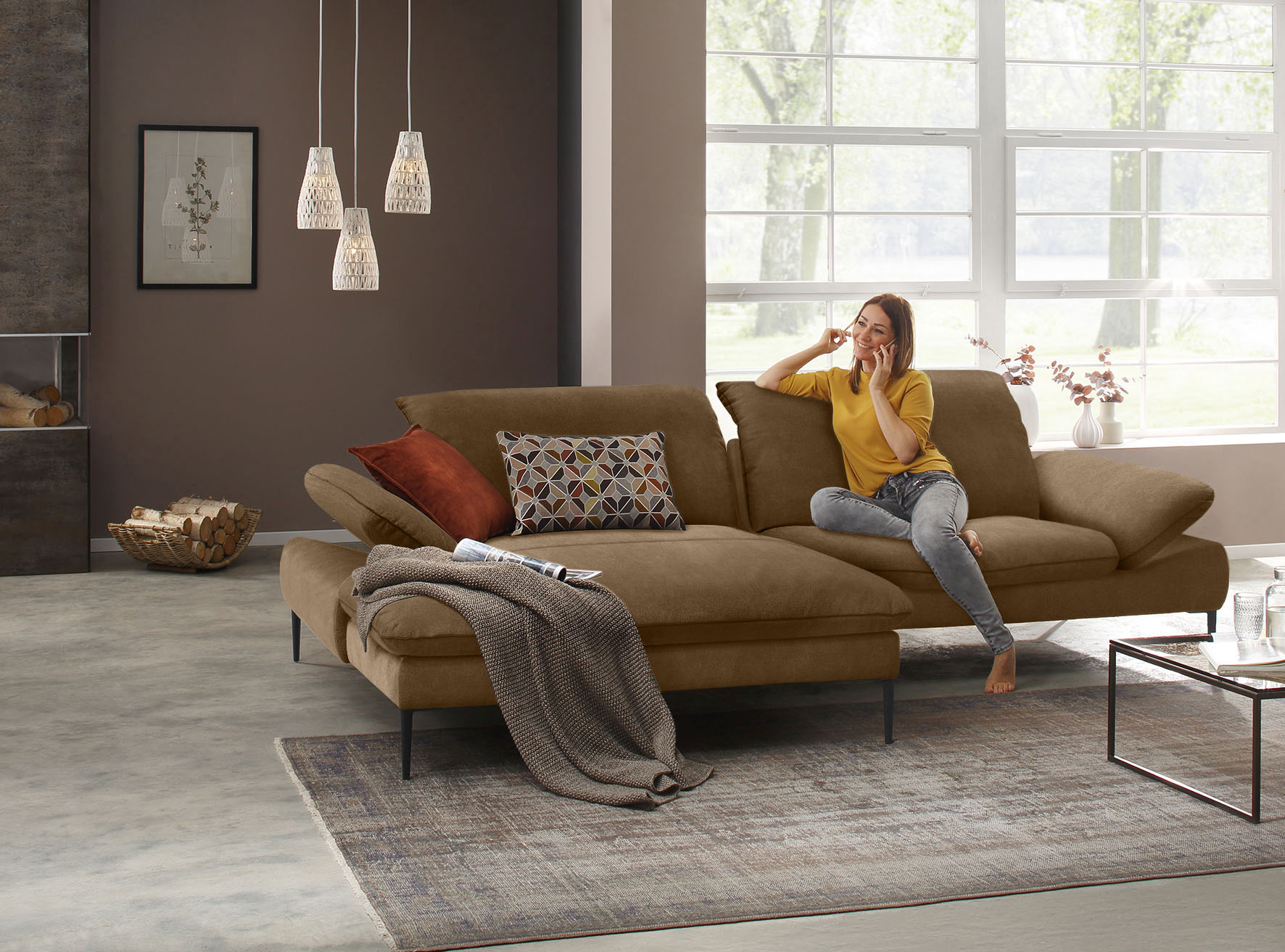 W.SCHILLIG Ecksofa "enjoy&MORE, Designsofa, elegant und bequem, L-Form" Sitztiefenverstellung, Füße schwarz pulverbeschichtet, Breite 294 cm