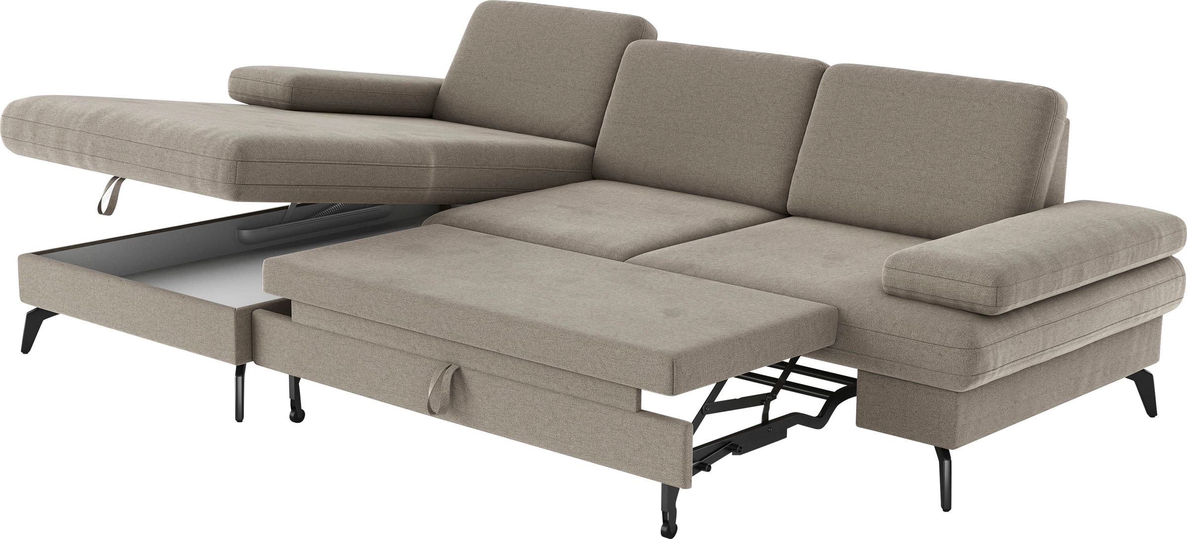 sit&more Ecksofa »Morris L-Form, inkl. Sitztiefenverstellung«, wahlweise mit Armteilverstellung, Bettfunktion & Bettkasten