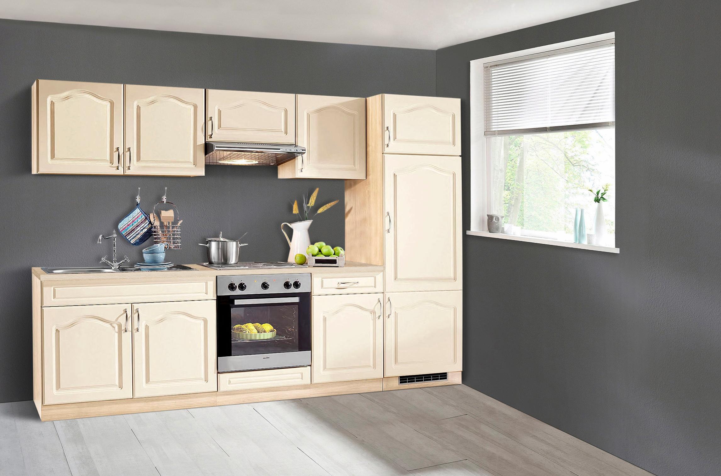 wiho Küchen Küchenzeile »Linz« mit E-Geräten, Breite 270 cm, mit Cerankochfeld