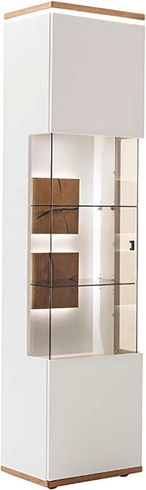 MCA furniture Vitrine »Matadi Vitrine« 1 Stk. tlg. Vitrine,Glasschrank,Weiß,Holzabsetzung,1 Tür,gedämpft, B: 50cm