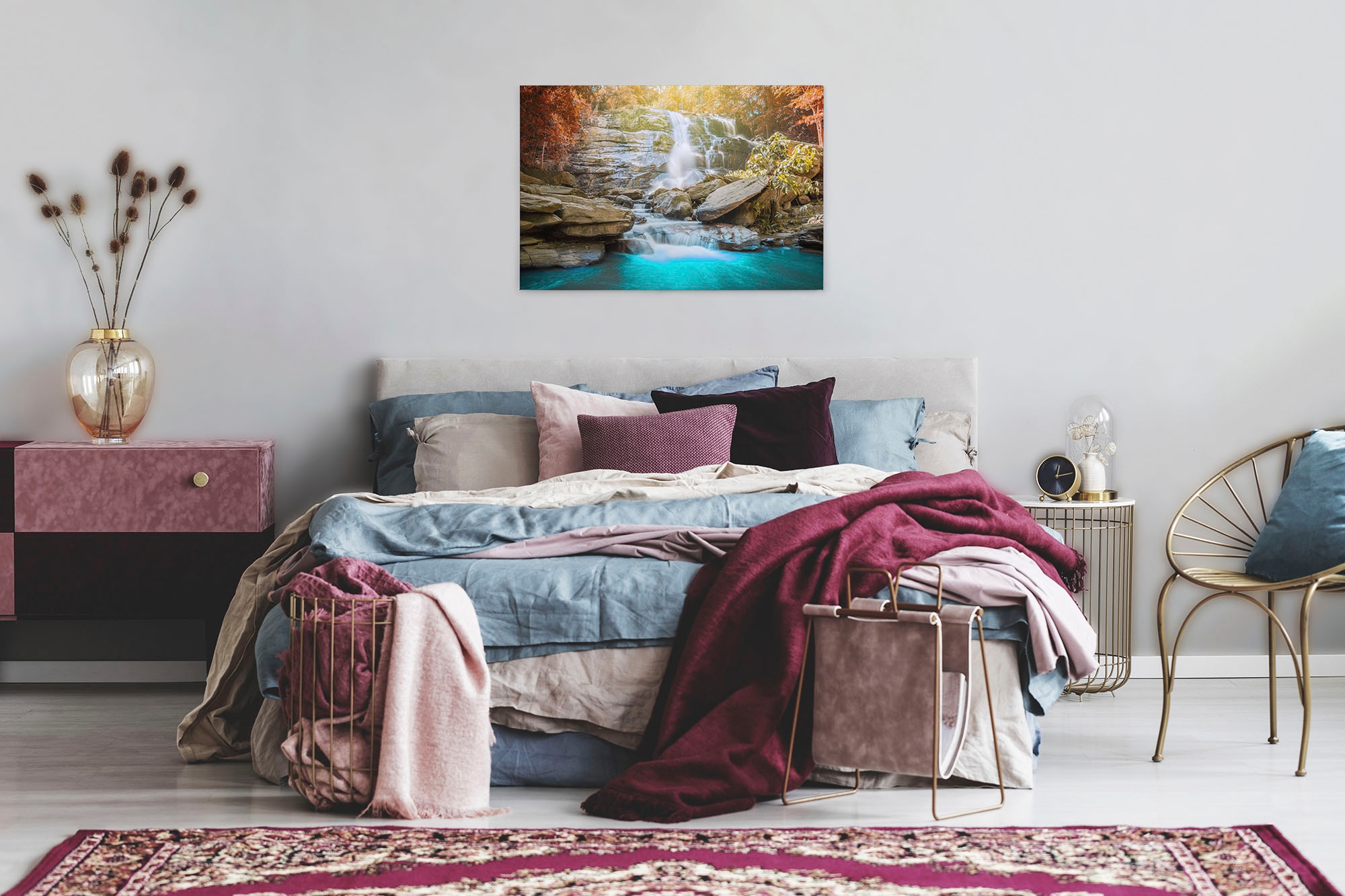 A.S. Création Leinwandbild »Waterfall«, Kunst-Natur-Kinder, (1 St.), Wasserfall Bild Keilrahmen Leinwand-Bild Wohnzimmer modern Wandbild