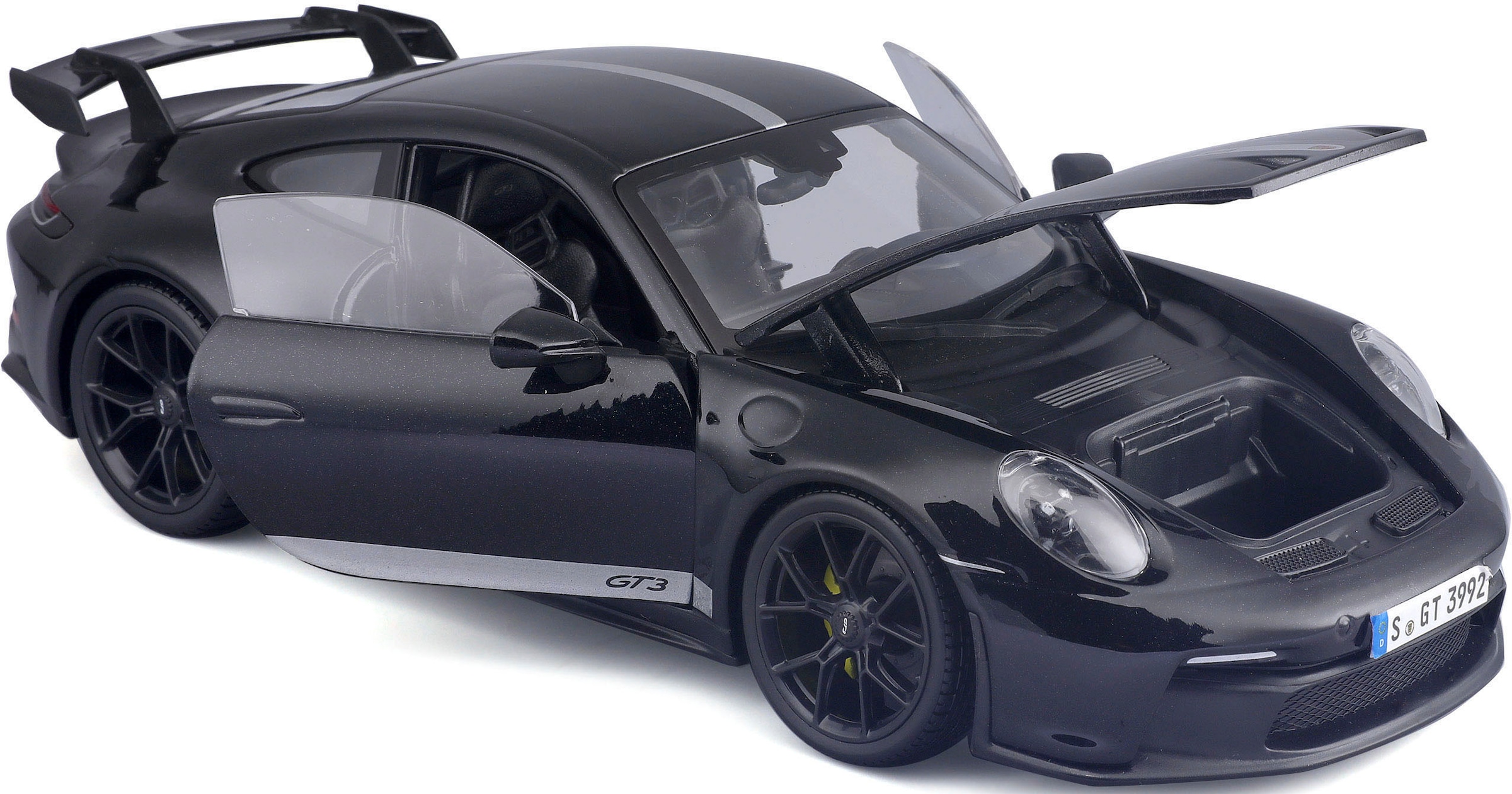 Maisto® Sammlerauto »1:18 Porsche 911 GT3, ´23, schwarz mit Streifen«, 1:18