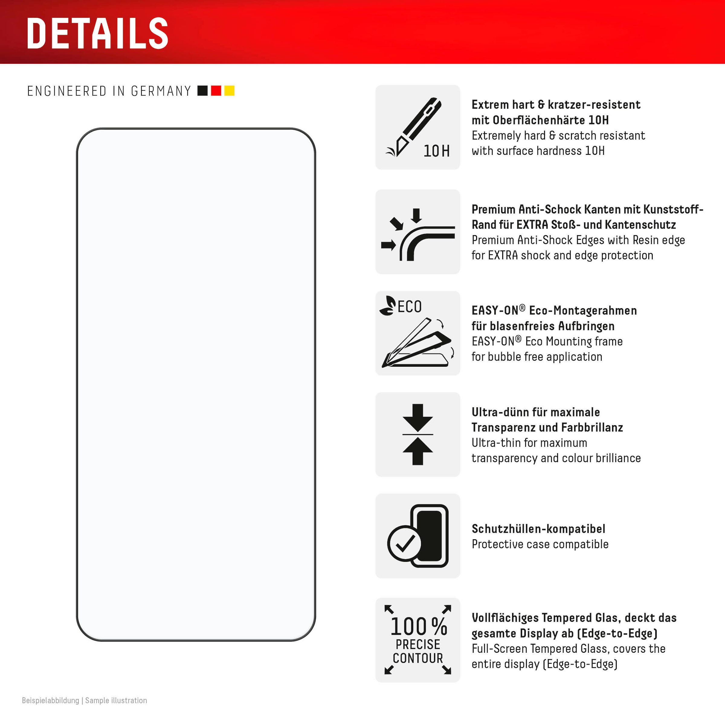 Displex Displayschutzglas »Real Glass FC«, für Samsung Galaxy S24+-Samsung Galaxy S25+, Displayschutzfolie Displayschutz kratzer-resistent 10H splitterfest