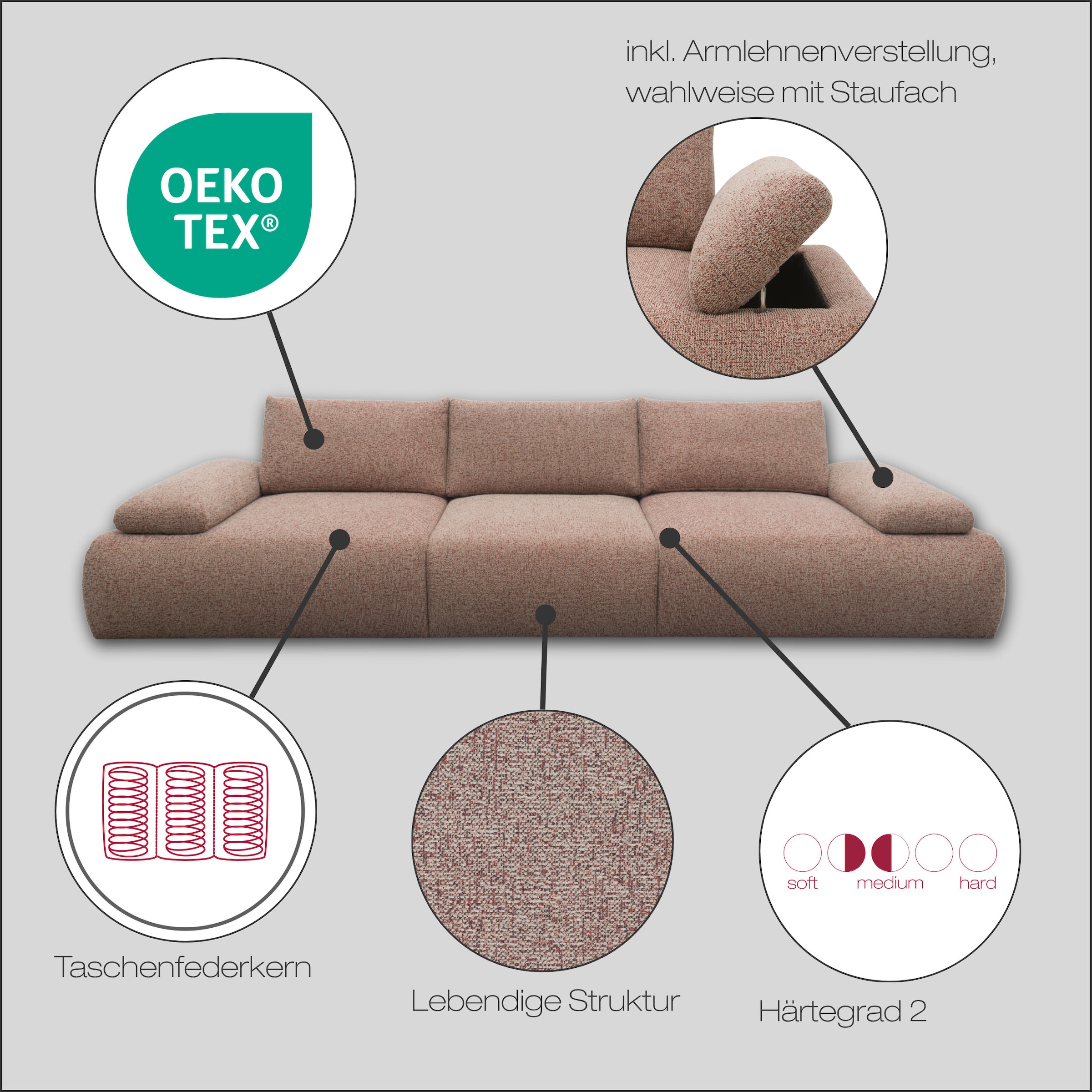 DOMO collection Big-Sofa »800 016«, (3 St.)