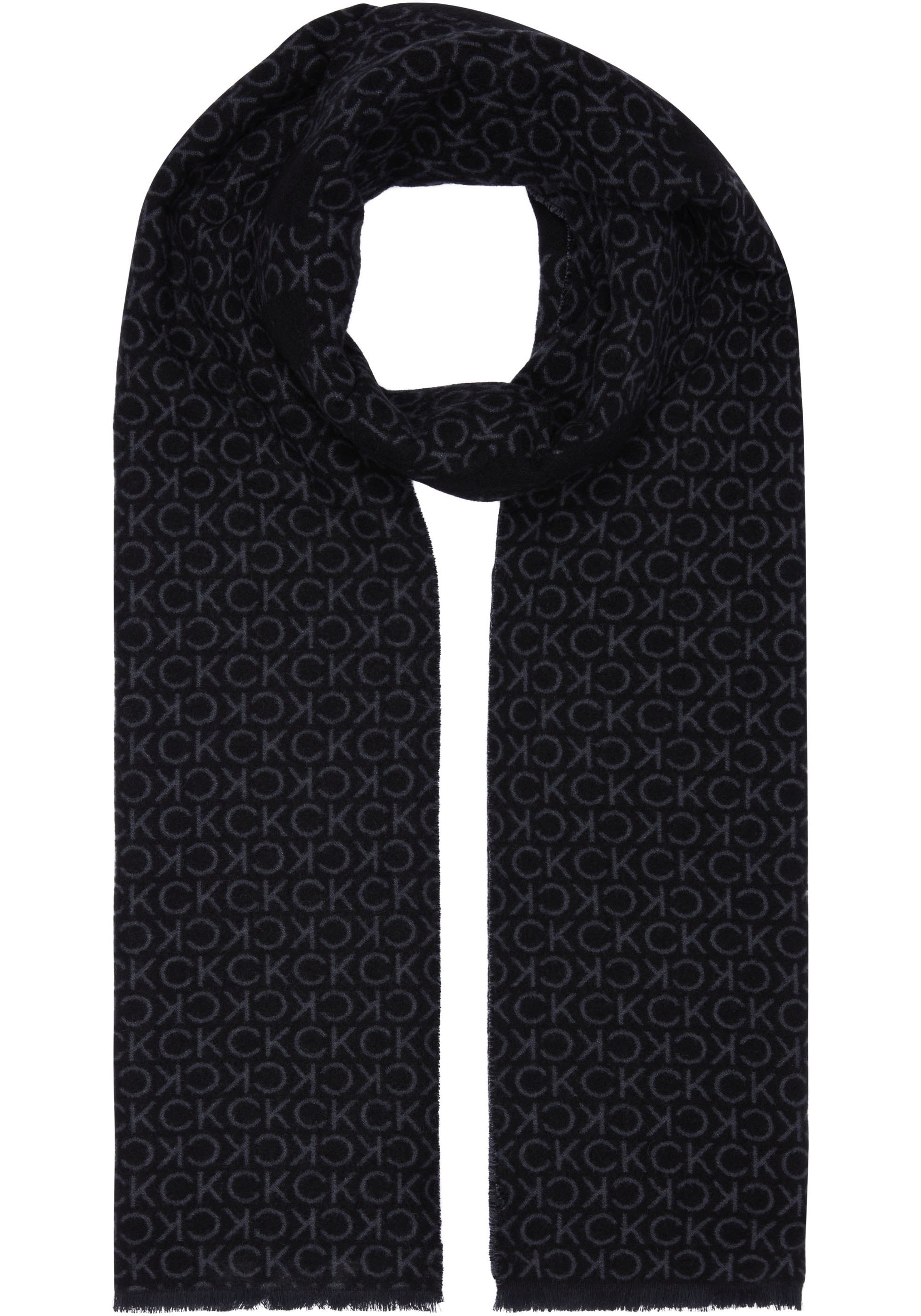 Calvin Klein Schal "FRINGES TWO-TONE MONO MW SCARF", mit Logomonogramm günstig online kaufen