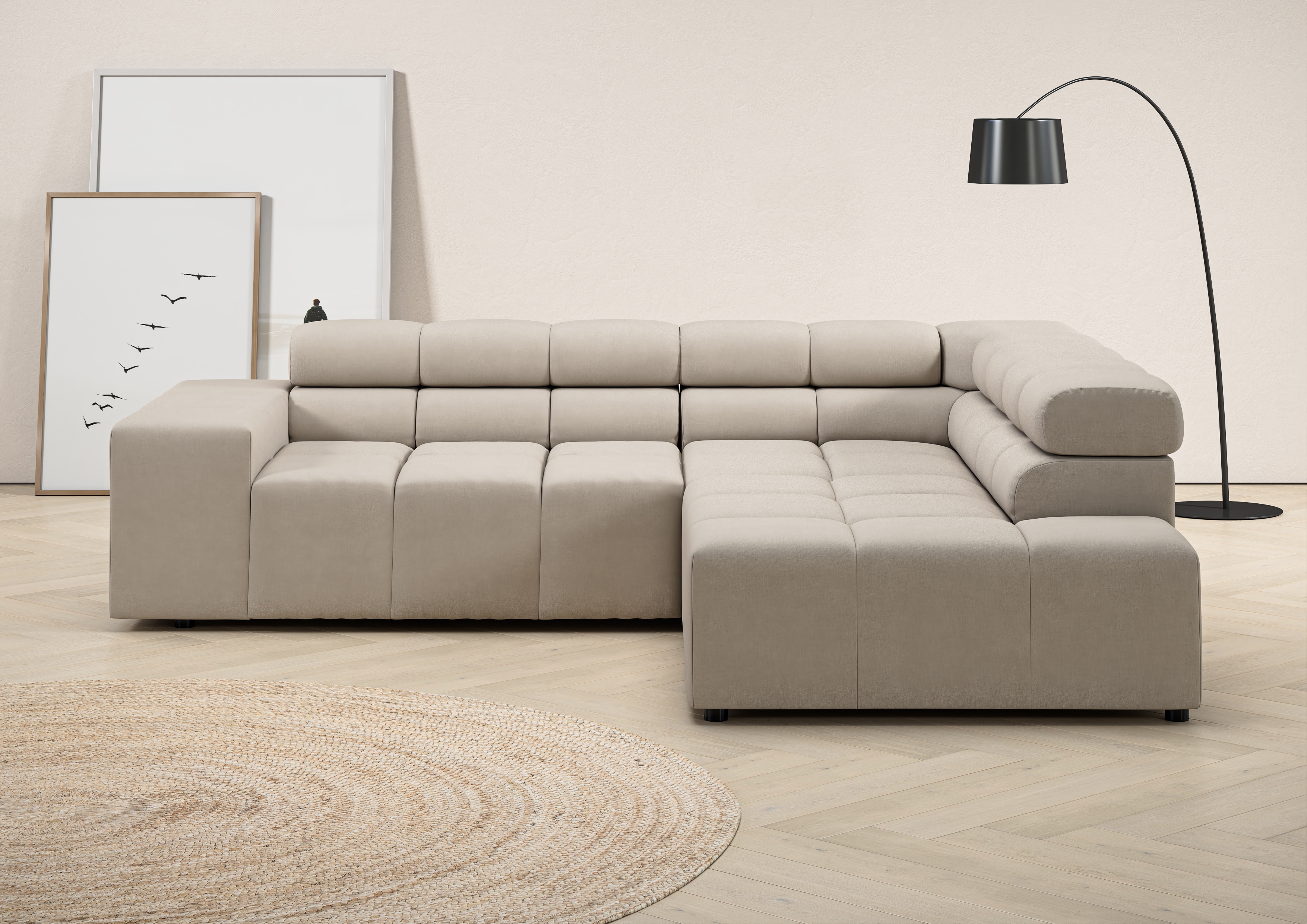Home affaire Ecksofa "Ancona, Ecksofa, incl. Kopfteilverstellung, Breite 249 cm, L-Form" wahlweise motorische Sitztiefenverstellung, B/T(H: 249/215/70 cm