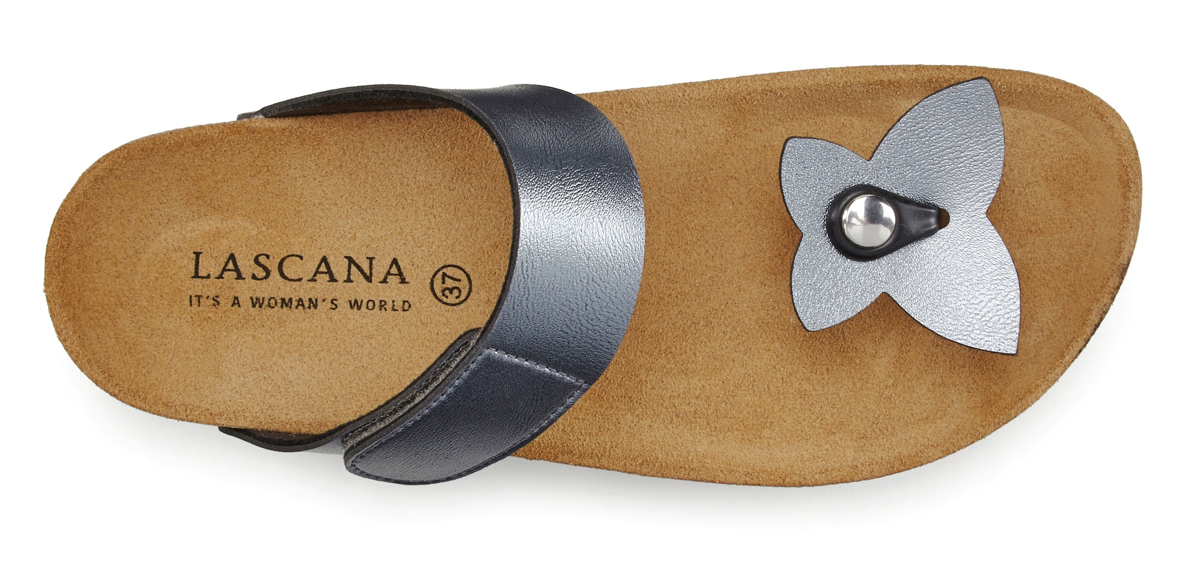 Pantolette LASCANA "Mule, Sandale, offener Schuh, Sommerschuh, Zehentrenner", Damen, Gr. 40, grau (anthrazit), Obermaterial: 100% Lederimitat. Decksohle: 100% Rindsleder. Futter: 100% Textilmaterial. Laufsohle: 100% Synthetik, Schuhe Pantolette, mit Komfo 3
