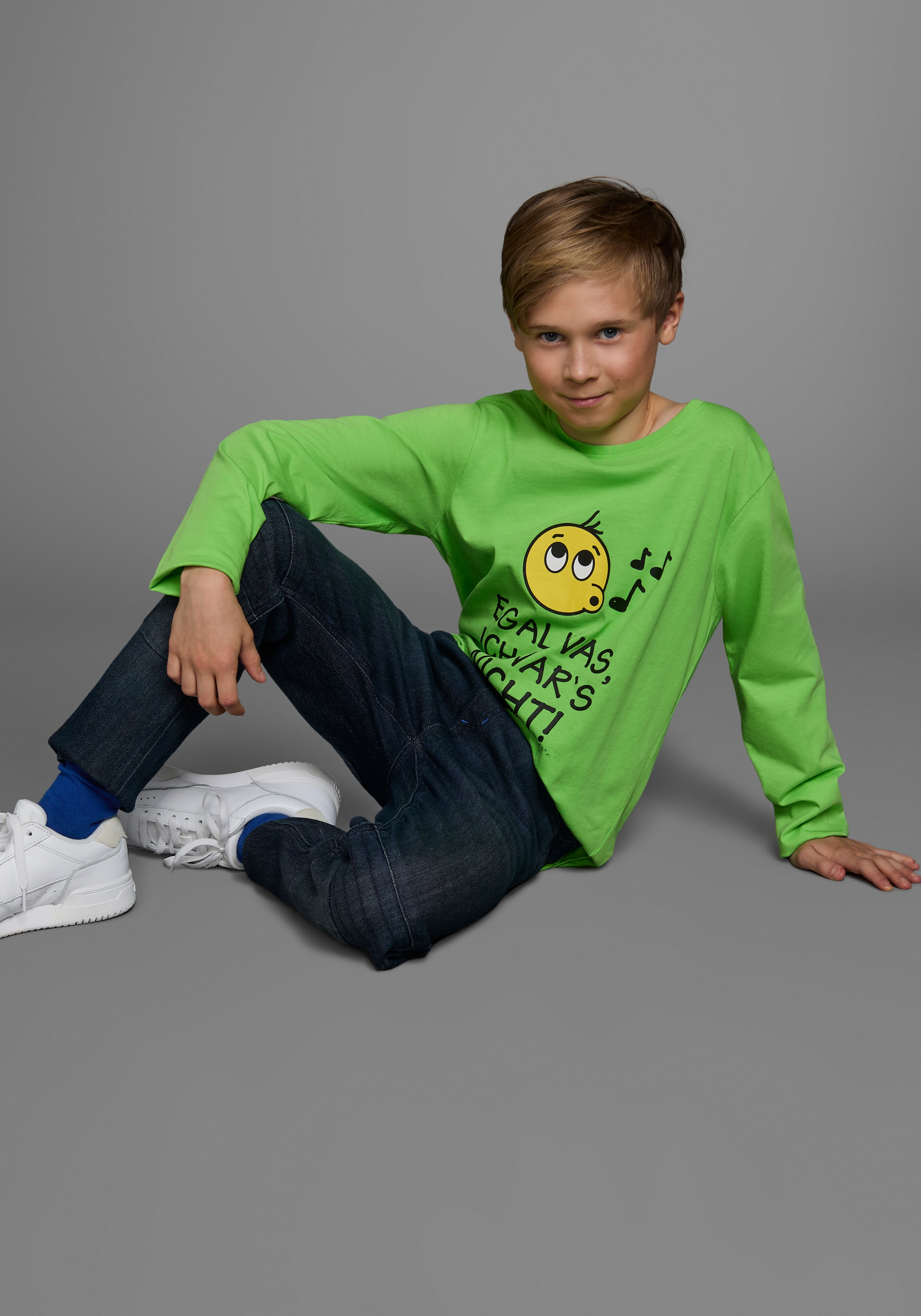 KIDSWORLD Langarmshirt »EGAL WAS, ICH WAR'S NICHT!«, Langarm, Basic-Passform, peppiger Aufdruck, Rundhalsausschnitt