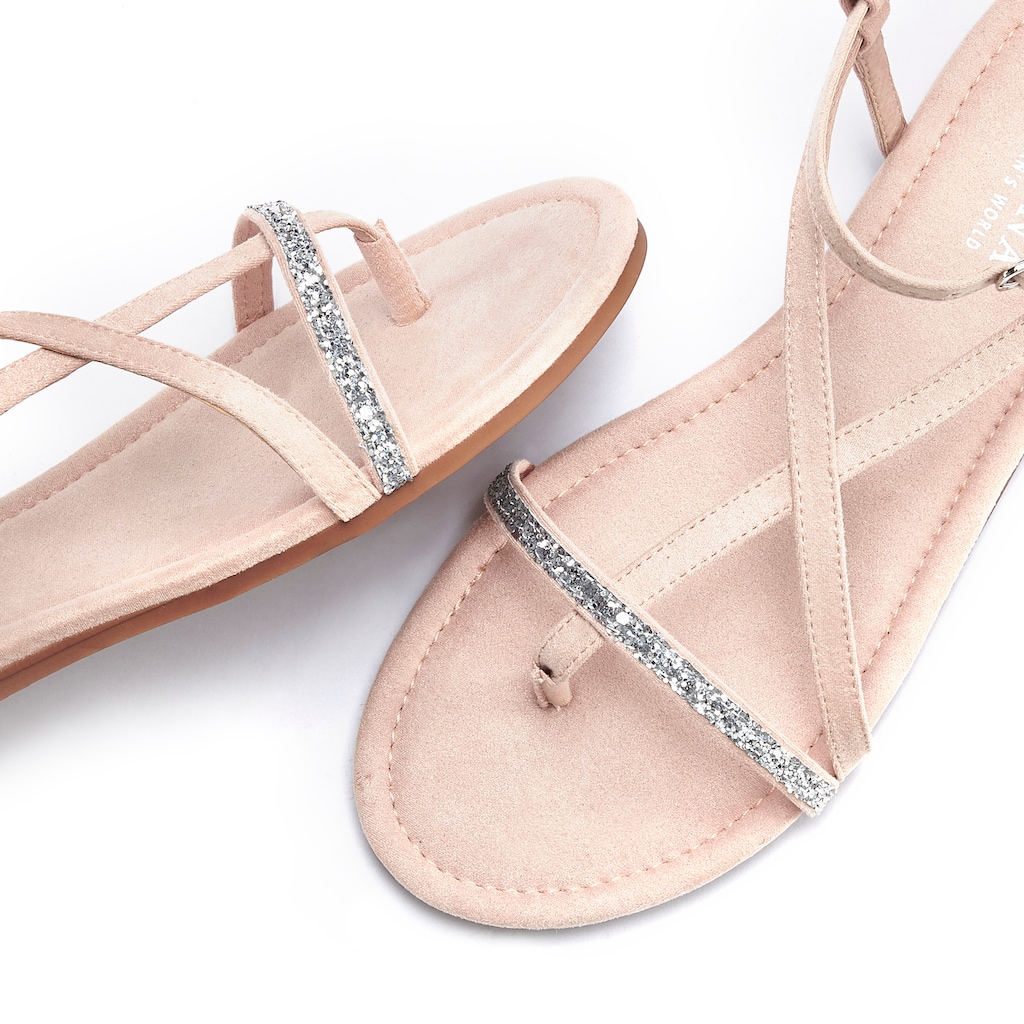 Schuhe Schuhtrends für Damen LASCANA Zehentrenner, mit Glitzer-Details rosé