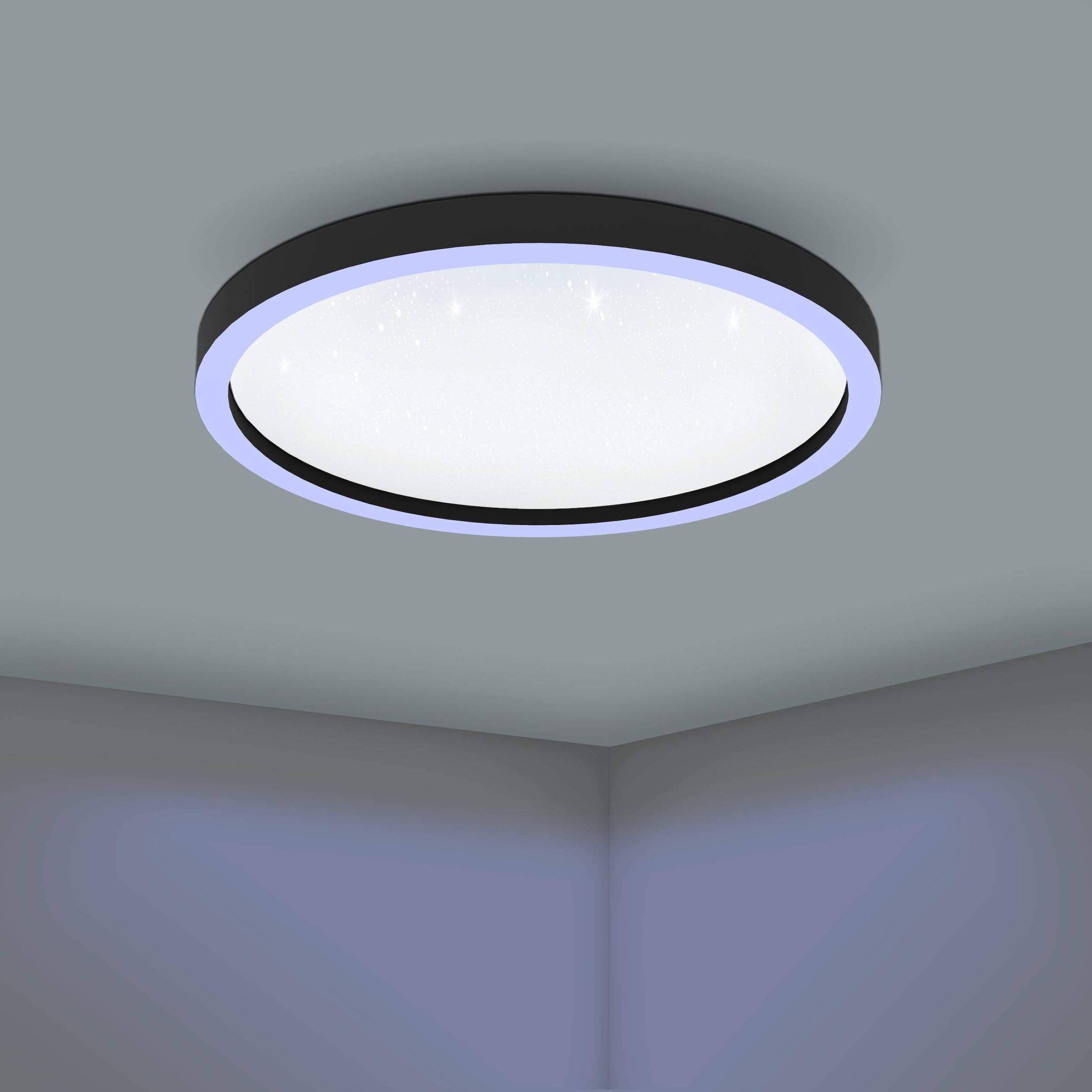 EGLO Deckenleuchte »Montemorelos-Z Deckenlampe, ZigBee 3.0, Kristall-Effekt, Flurlampe« LED-Modul 1 Stk. Kaltweiß | RGB Wand-/Deckenleuchte - H7 x Ø57 cm - schwarz - 34,5W inkl.