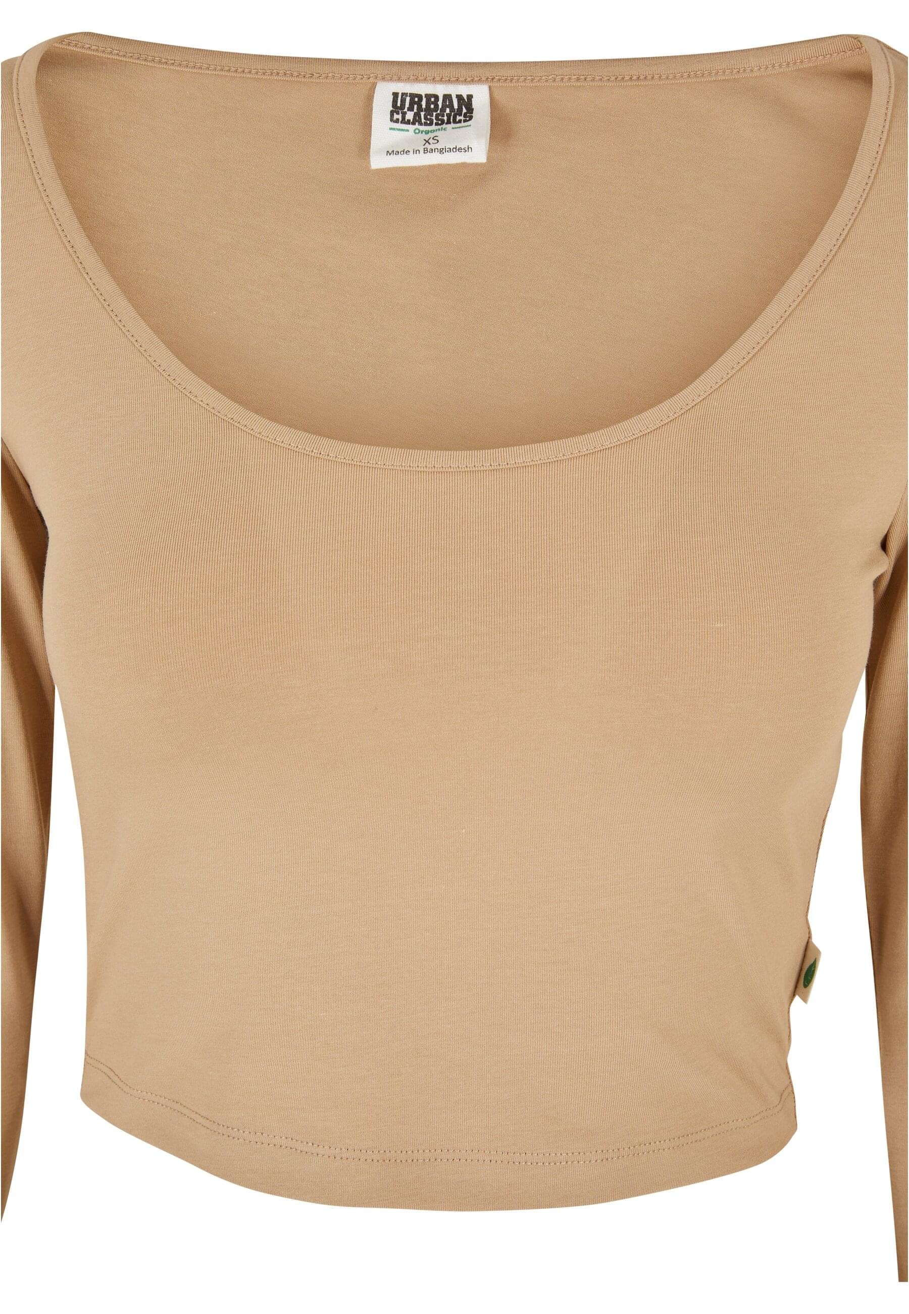 URBAN CLASSICS Longsleeve »Urban Classics Damen Ladies Organic Wide Neck Cropped Longsleeve«, (1 tlg.)