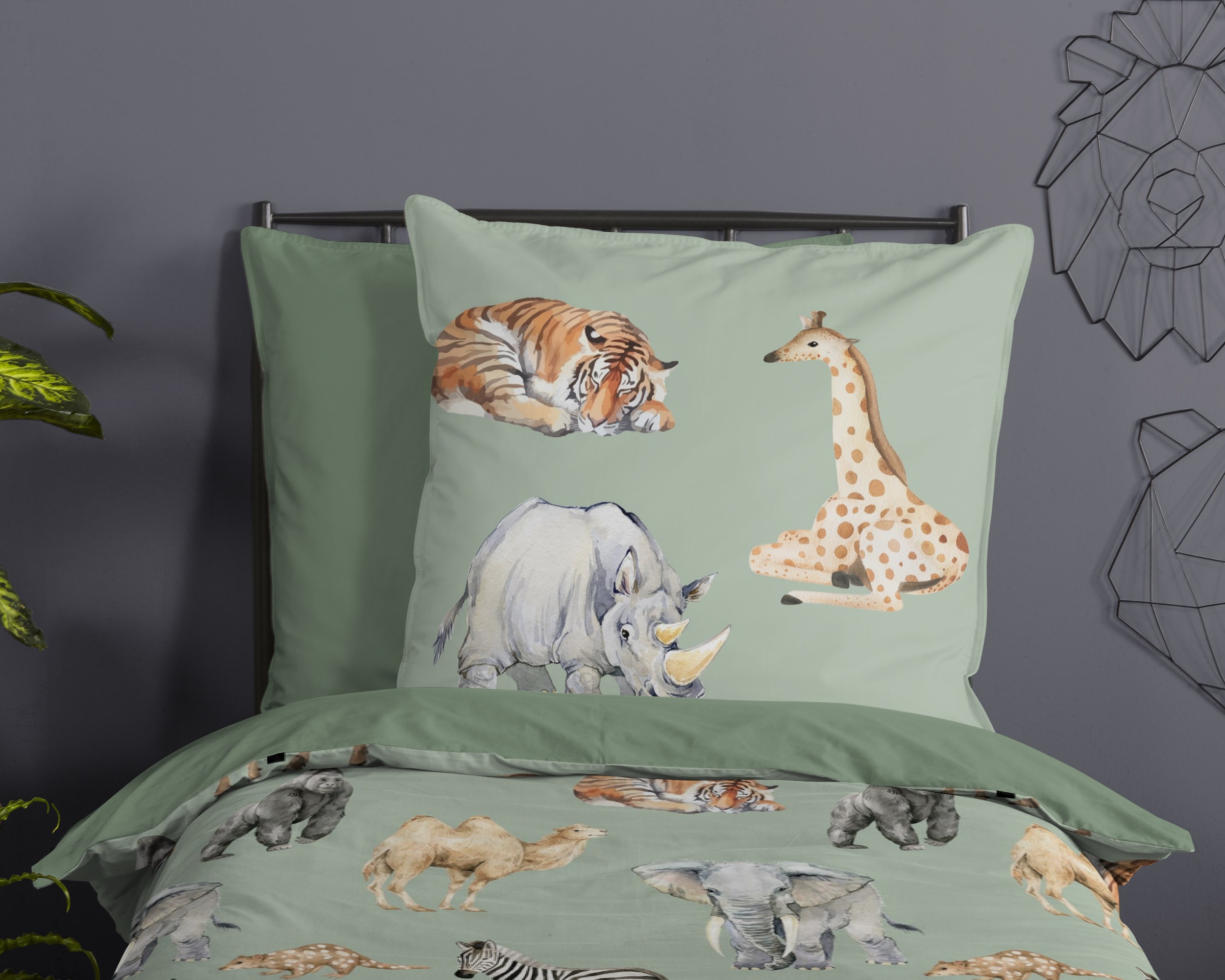 Thumbnail - PURE luxury collection Kinderbettwäsche "Safari" 2 Stk. Mikrofaser, 135x200, Pflegeleicht, Wendeoptik, Kind, Tier, Tiere...
