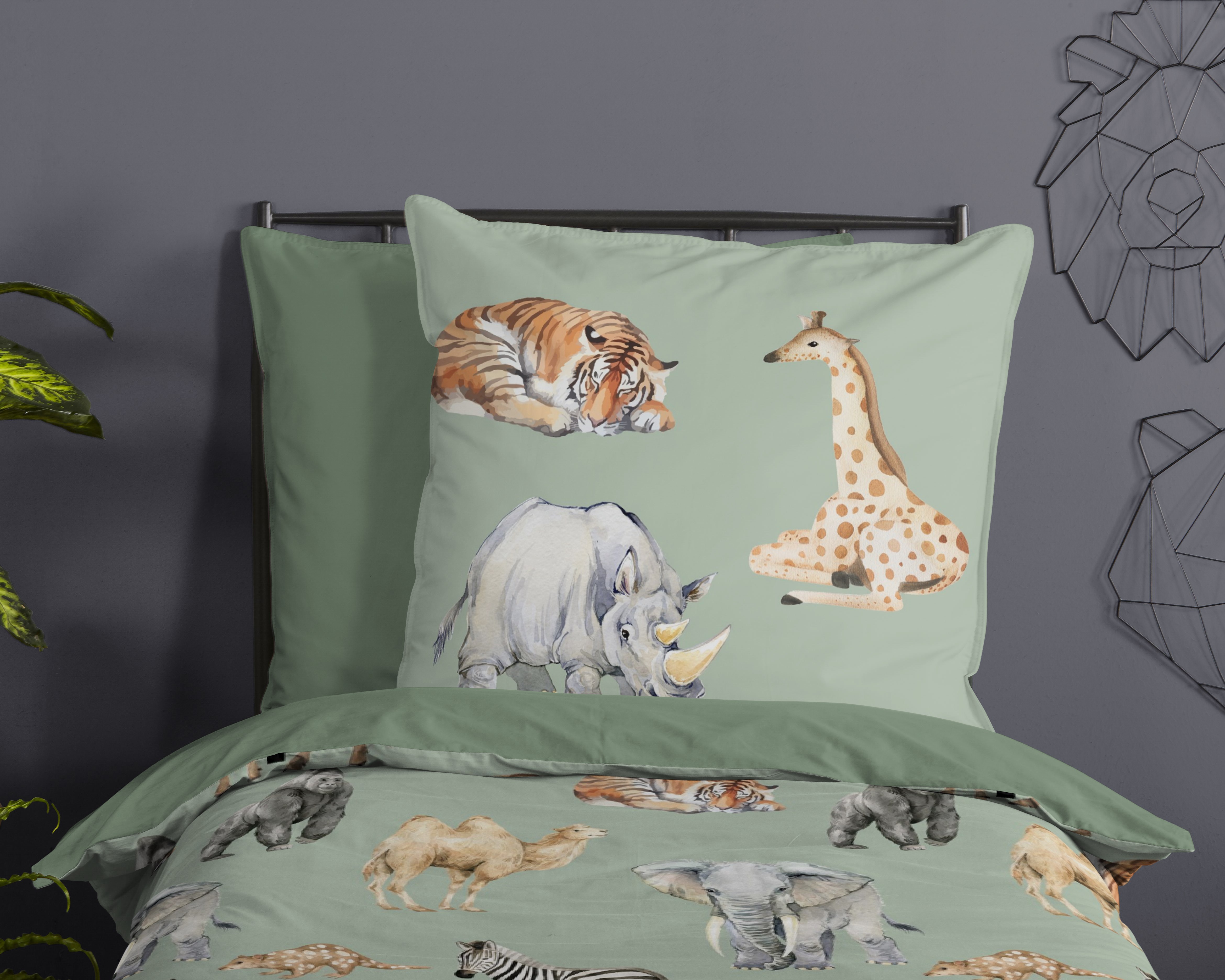 Thumbnail - PURE luxury collection Kinderbettwäsche "Safari" 2 Stk. tlg. Mikrofaser, 135x200, Pflegeleicht, Wendeoptik, Kind, Tier, ...