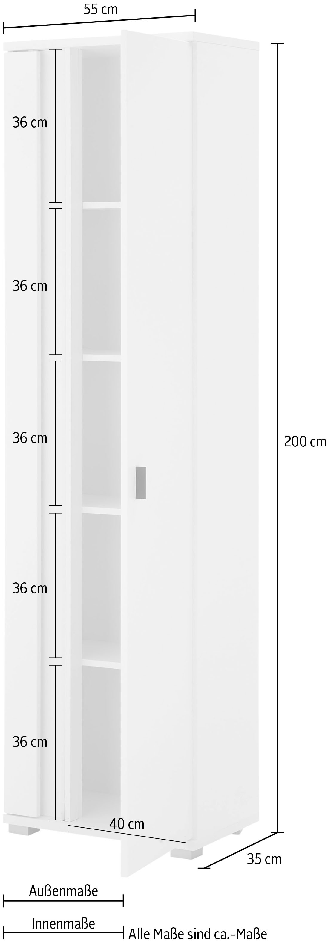 INOSIGN Mehrzweckschrank »LONG ISLAND«, (1 St.), in moderner Trendfarbe,inklusive senkrechter Beleuchtung,Breite 55 cm