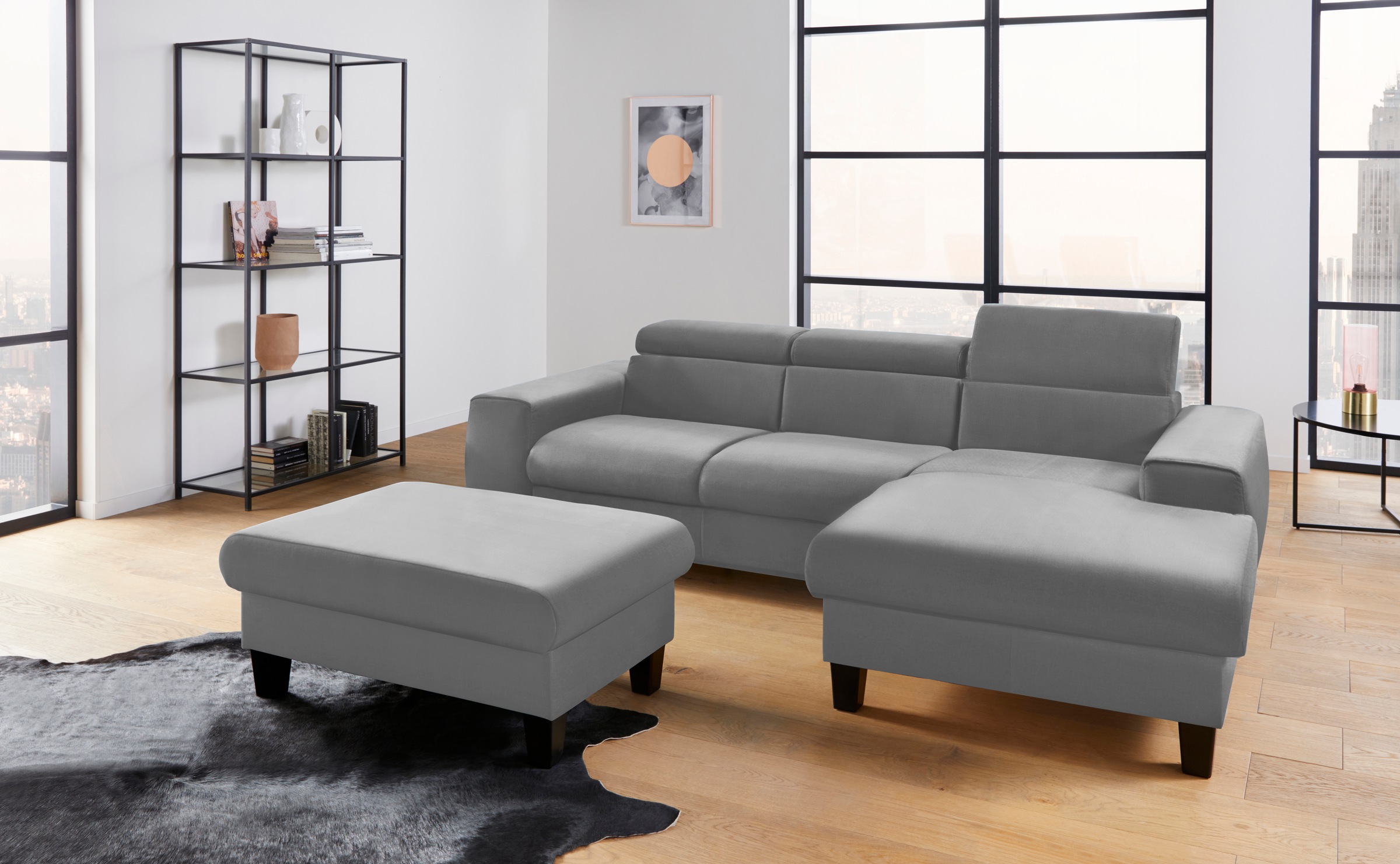 COTTA Ecksofa »Morven L-Form mit Kopfteilverstellung«, wahlweise mit Bettfunktion, Bettkasten & Wireless-Charger