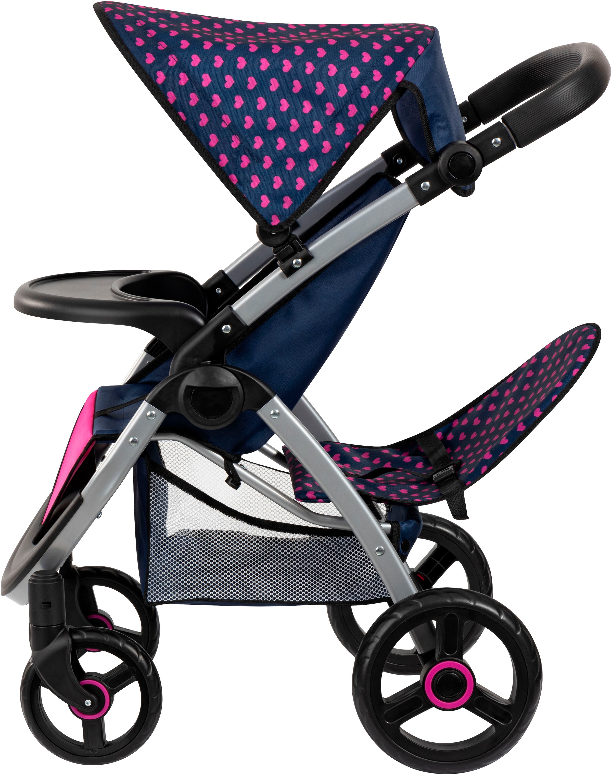 Bayer Puppen-Zwillingsbuggy »Twin Star, blau/pink«, mit Wickeltasche