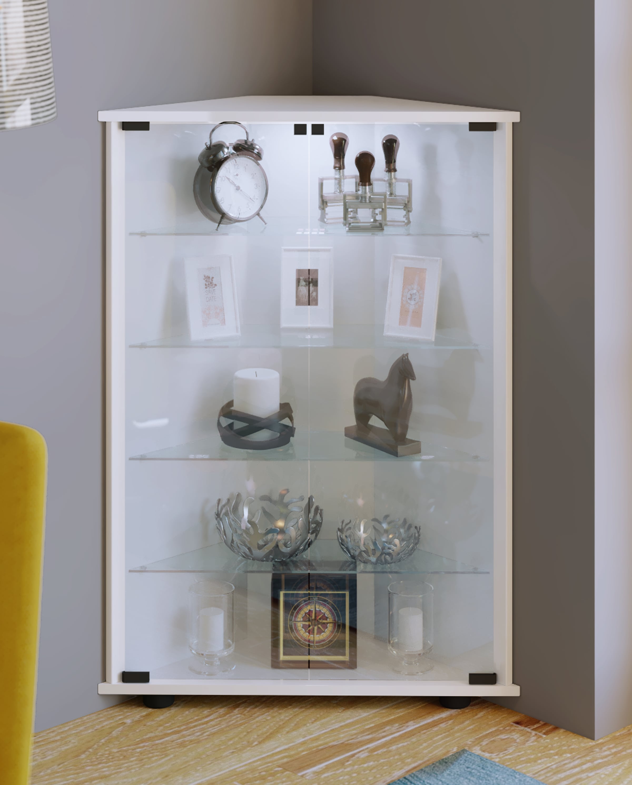 VCM Standvitrine »Holz Glas Eckvitrine Vitrine Sammelvitrine Jecka L«