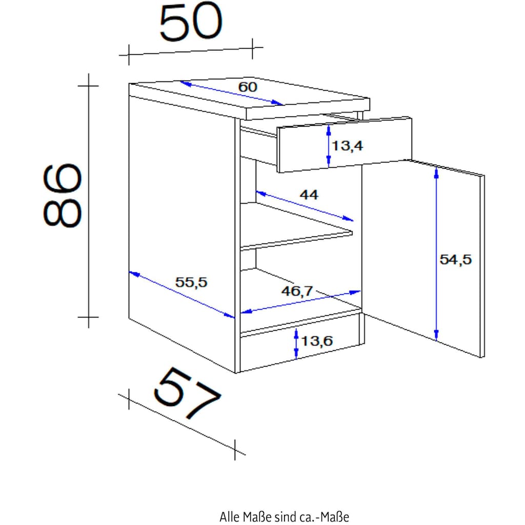 Flex-Well Unterschrank »Portland«, (B x H x T) 50 x 86 x 60 cm