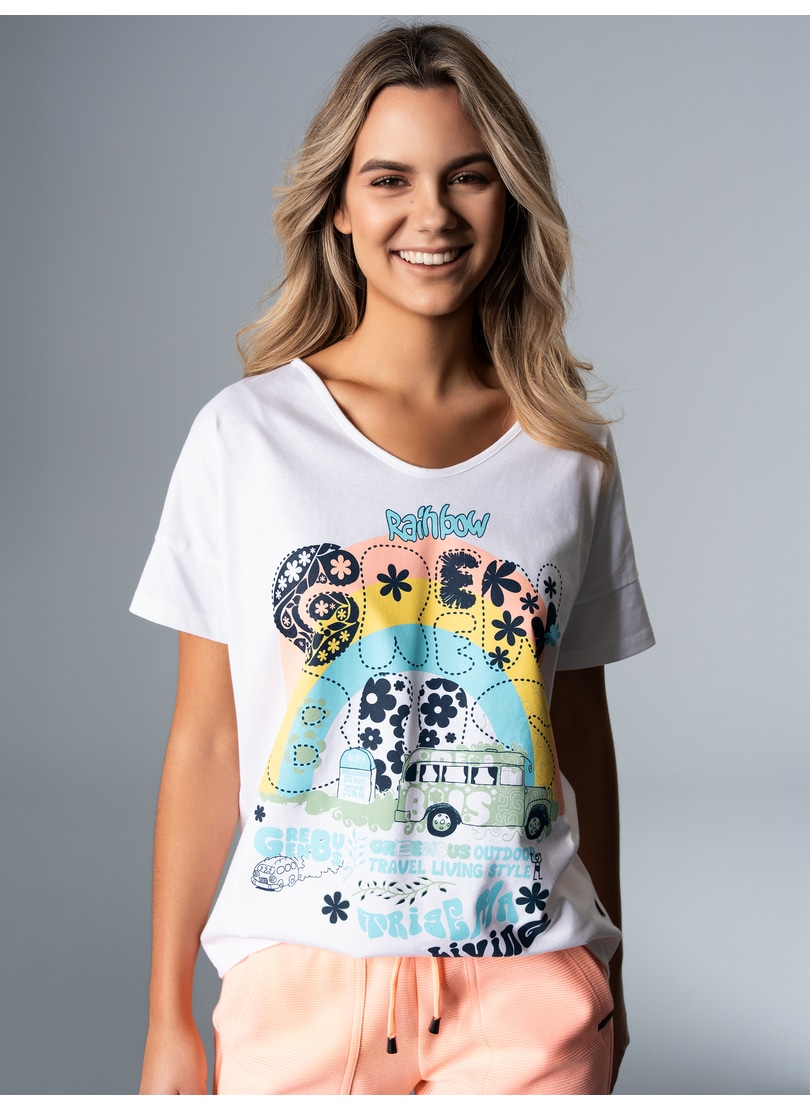 Trigema T-Shirt "TRIGEMA Oversized T-Shirt mit buntem Hippie-Print" günstig online kaufen