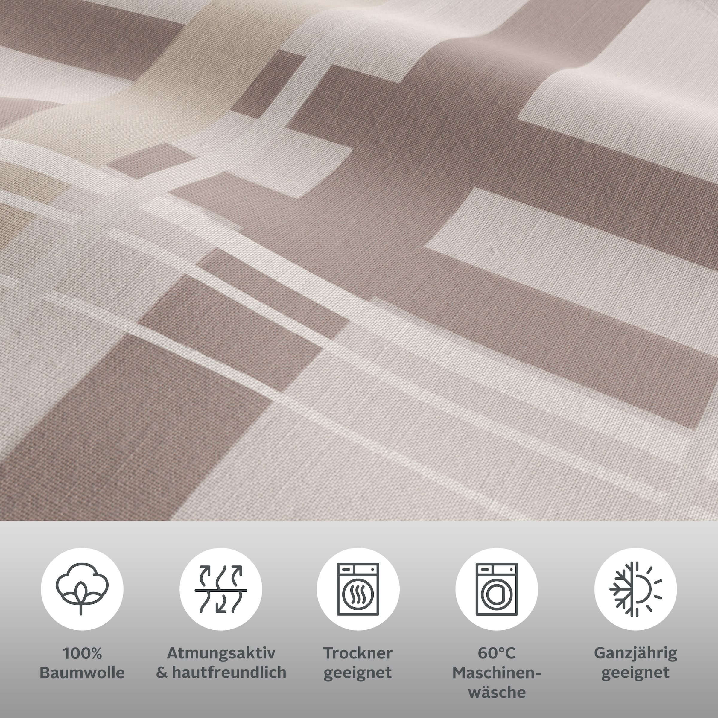 H.I.S Wendebettwäsche »Talin« 2 Stk. tlg. in Gr. 135x200 oder 155x220 cm, 100% Baumwolle, Karo-Design