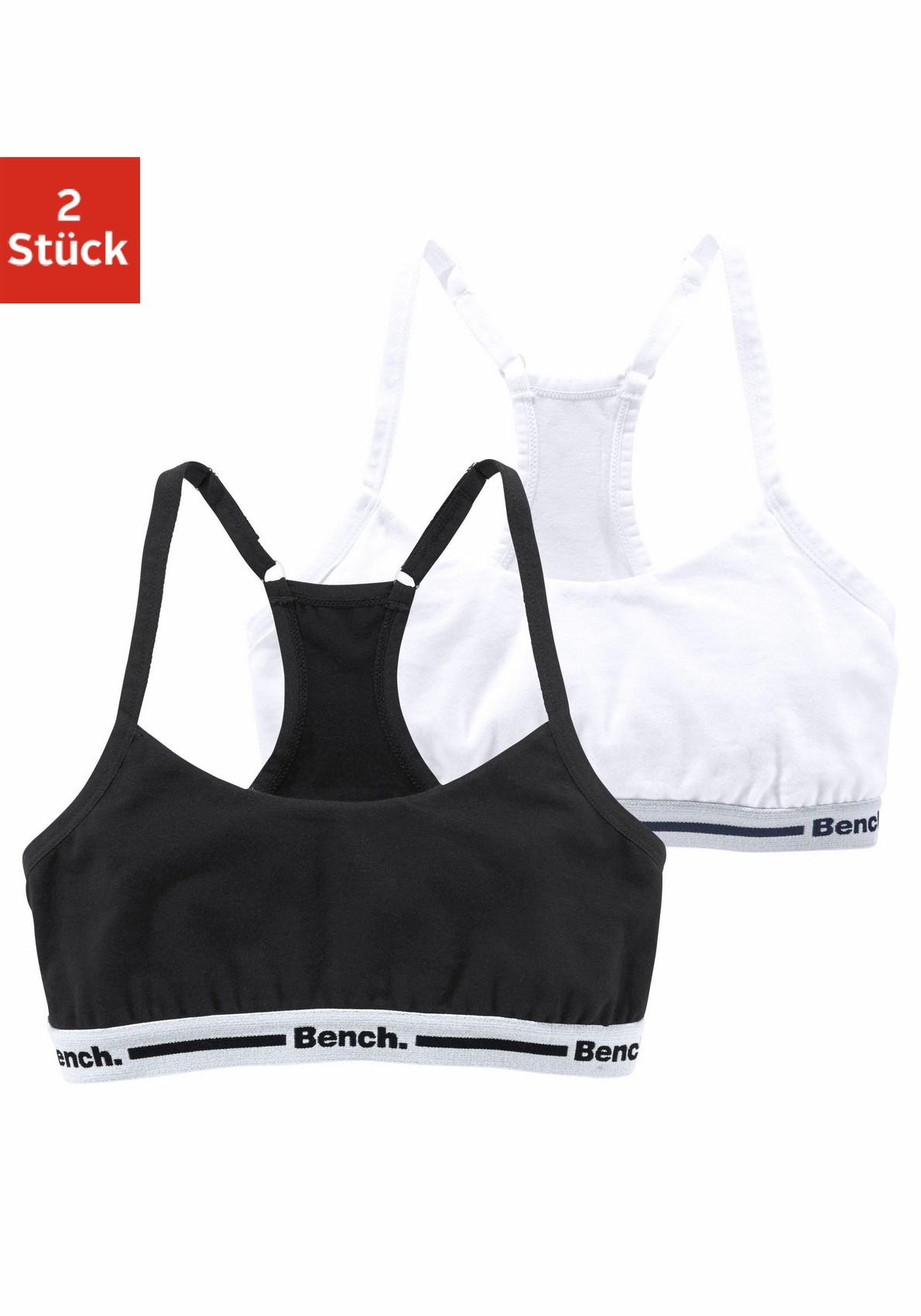 Bench. Bustier Packung, 2 Stk. Bündchen mit Logoschriftzug, verstellbare Träger, Racerback