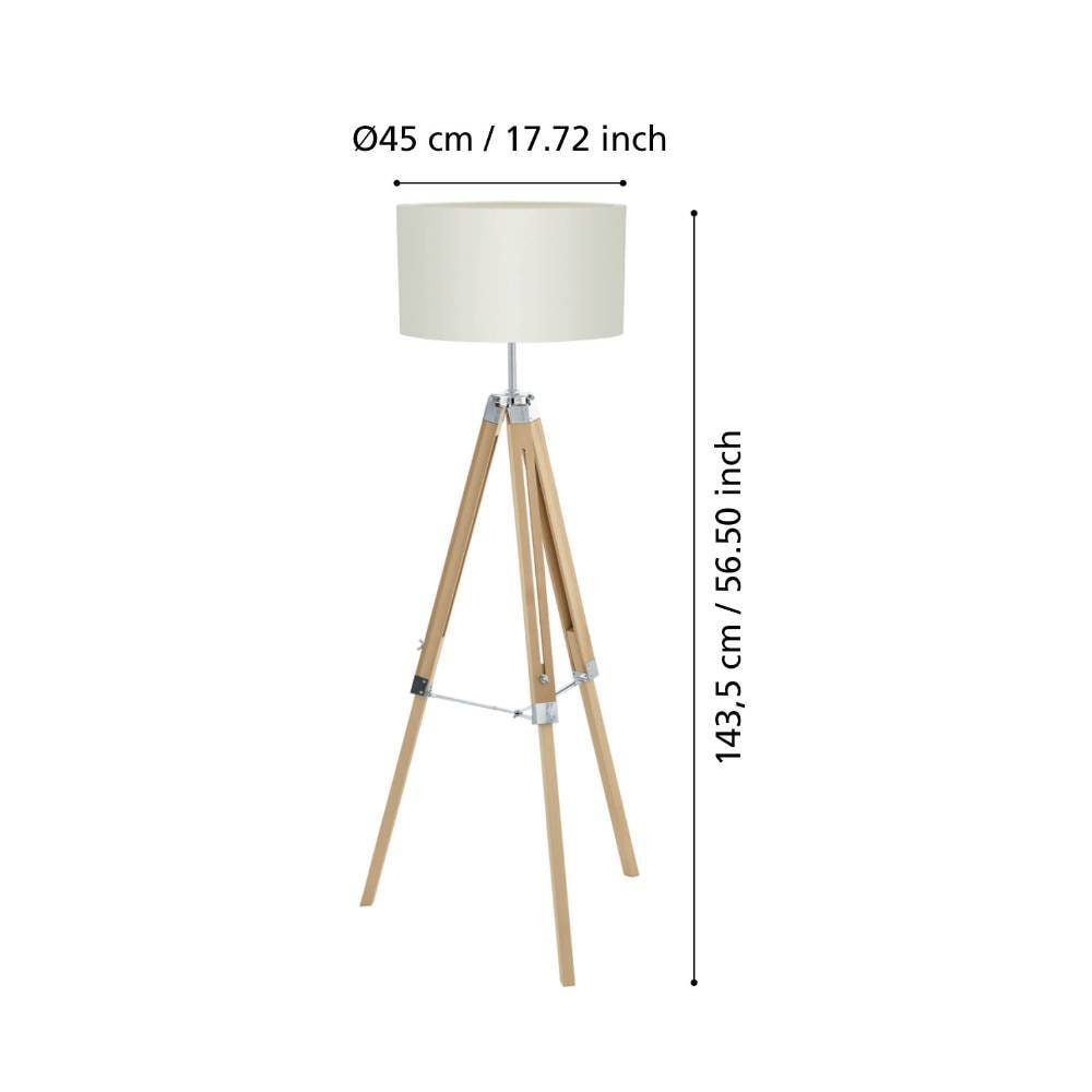 EGLO Stehlampe »LANTADA«, 1 flammig, Leuchtmittel E27 | ohne Leuchtmittel, Stehleuchte, Natur und Beige, mit Schalter, FSC zertifiziert, E27